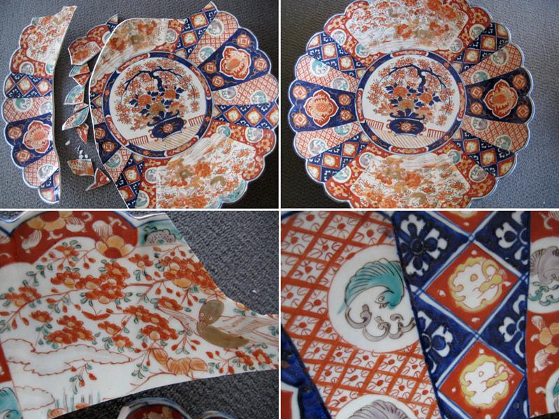 Professional restoration of a hand-painted Japanese porcelain plate