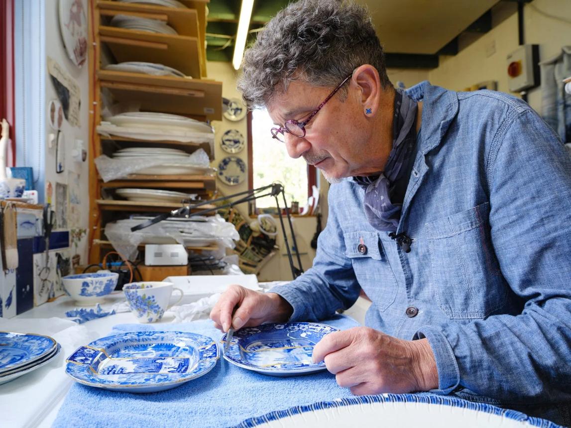 Professional antique porcelain restoration workshop