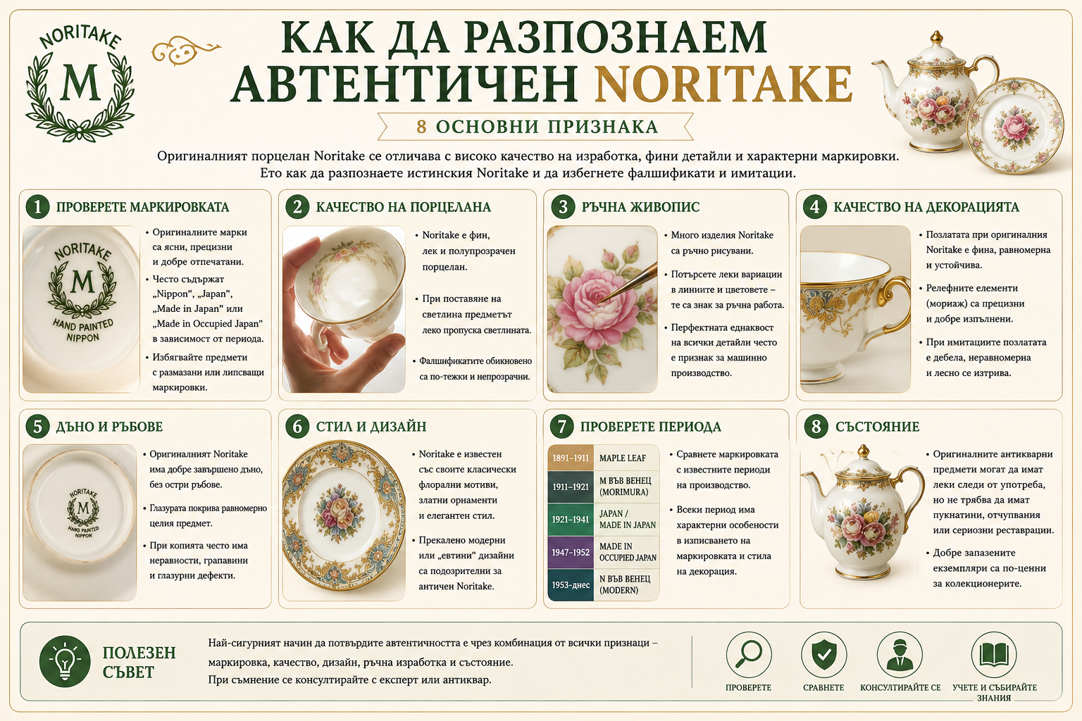 Как да разпознаем автентичен Noritake