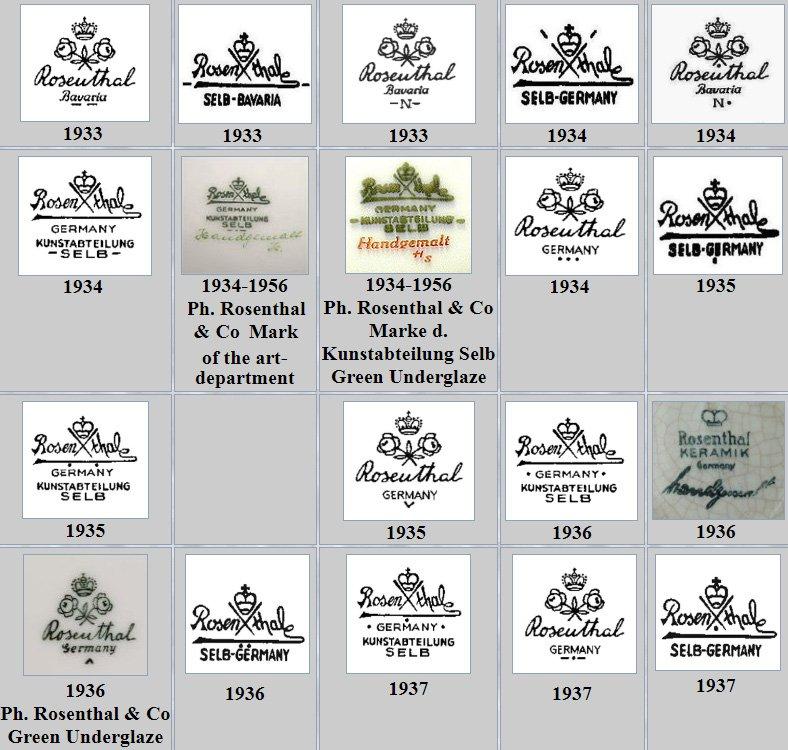 Original Rosenthal porcelain factory backstamps