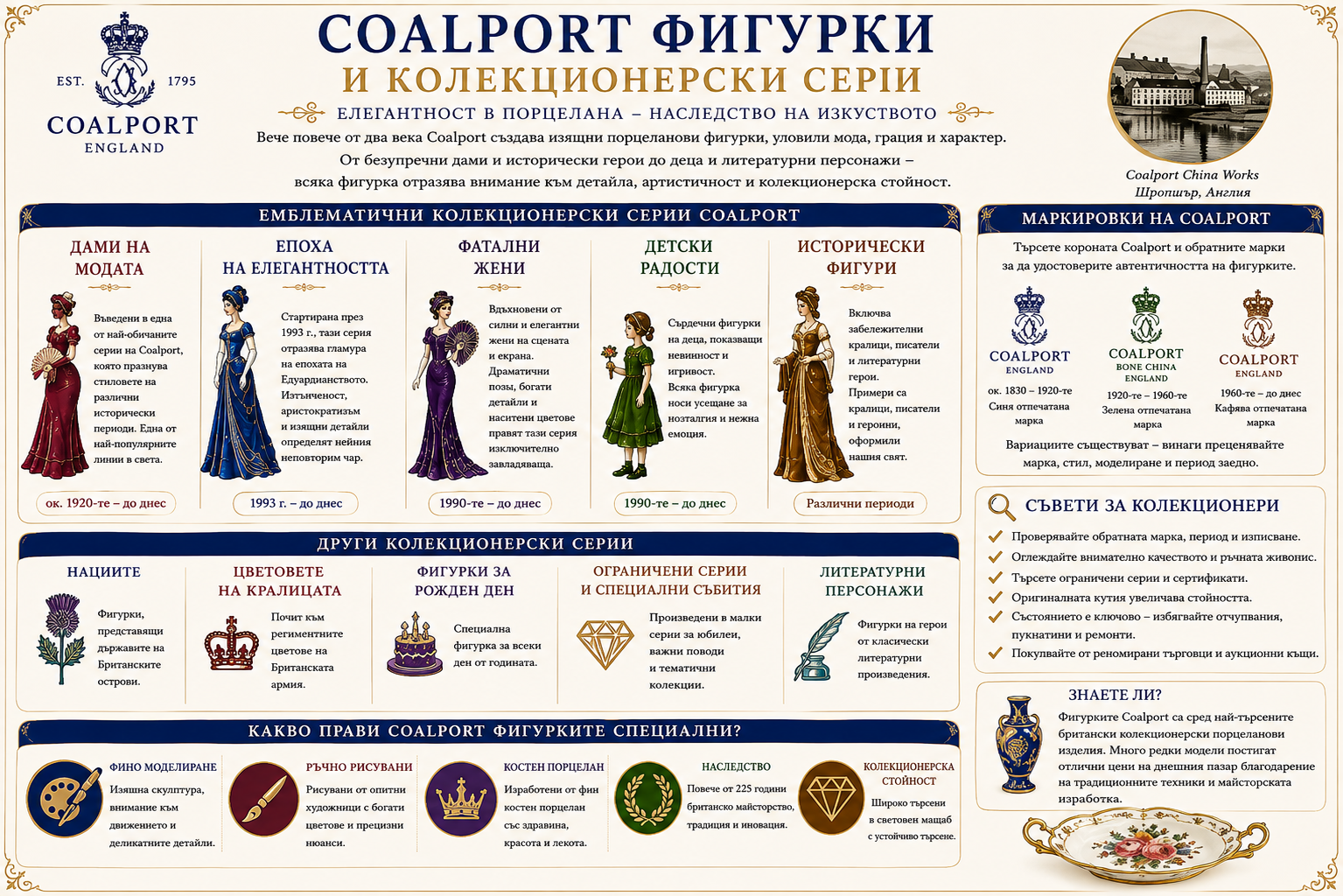 Coalport фигурки и колекционерски серии – марки и разпознаване
