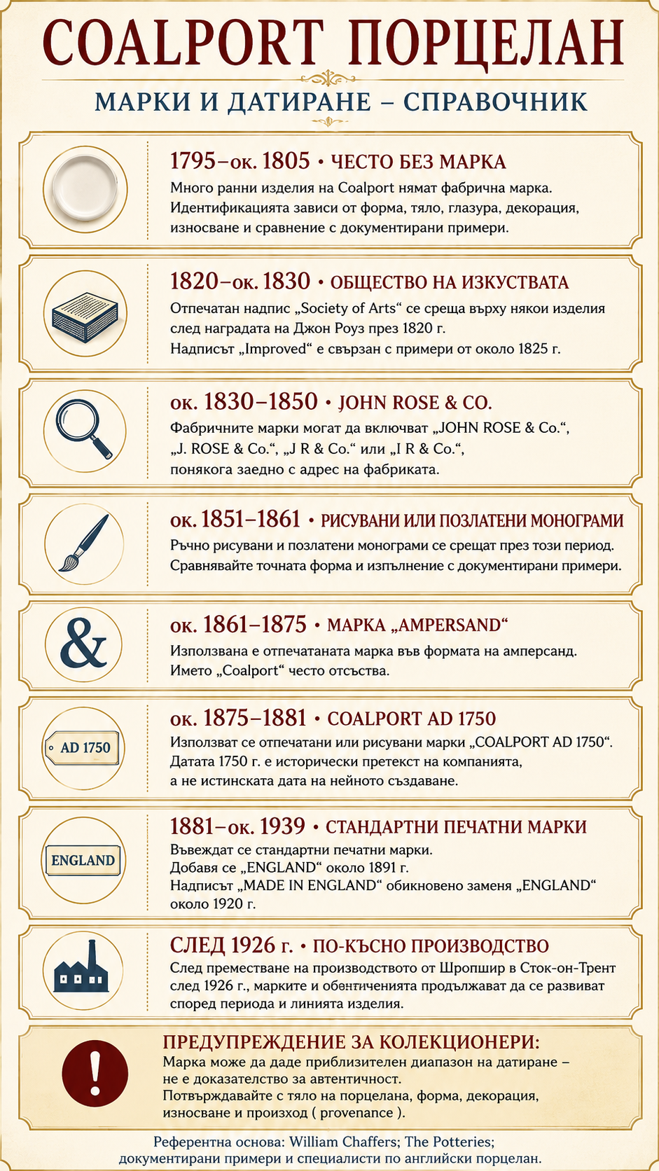 Coalport порцелан марки – справочник за датиране