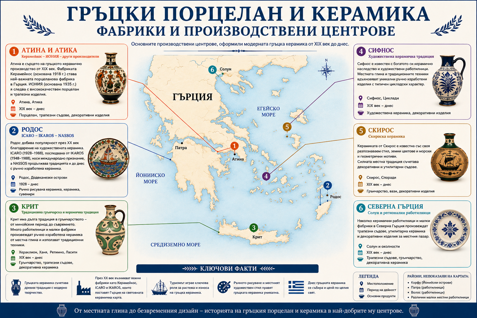 Гръцки порцелан и керамика – карта на фабрики и производствени центрове