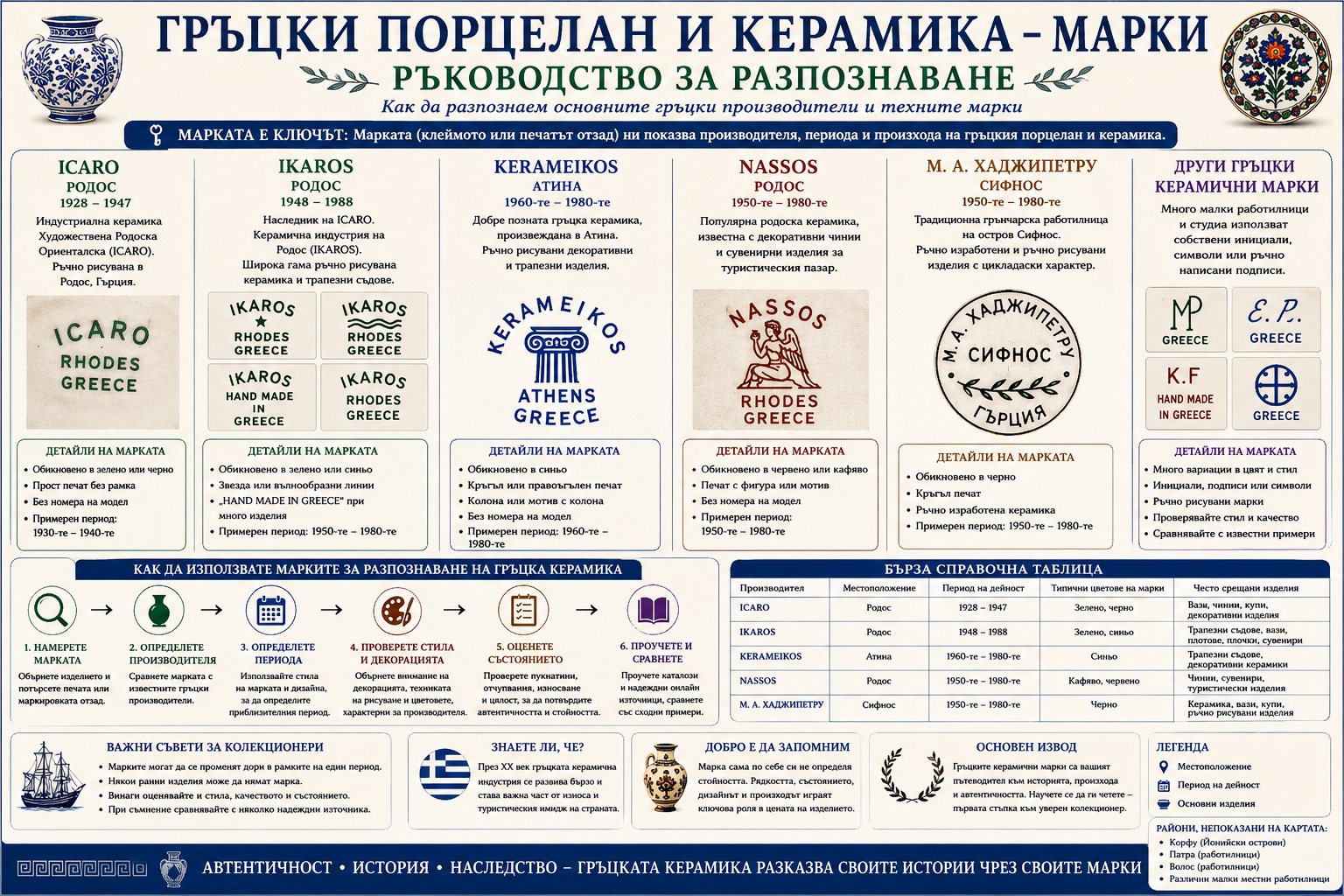 Марки на гръцки порцелан и керамика – ръководство за разпознаване