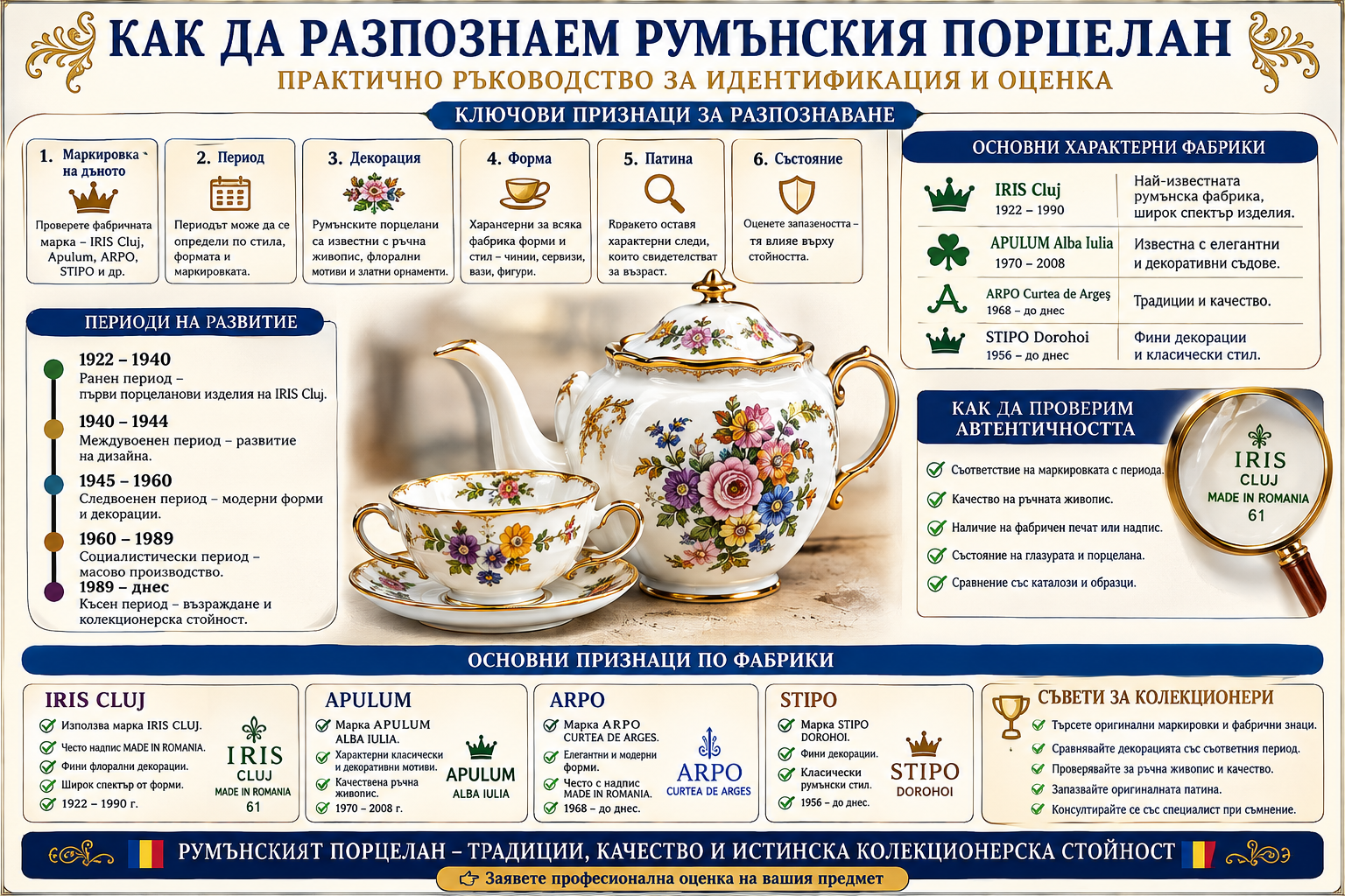 Как да разпознаем румънски порцелан – маркировки и идентификация