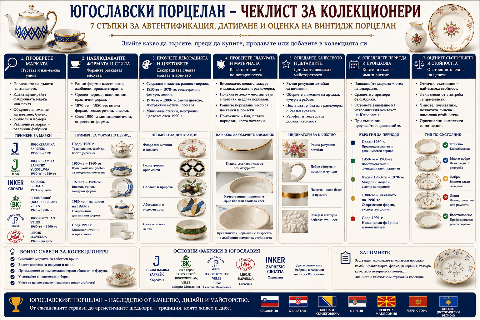 Как да разпознаем югославски порцелан – чеклист за маркировки, датиране и оценка