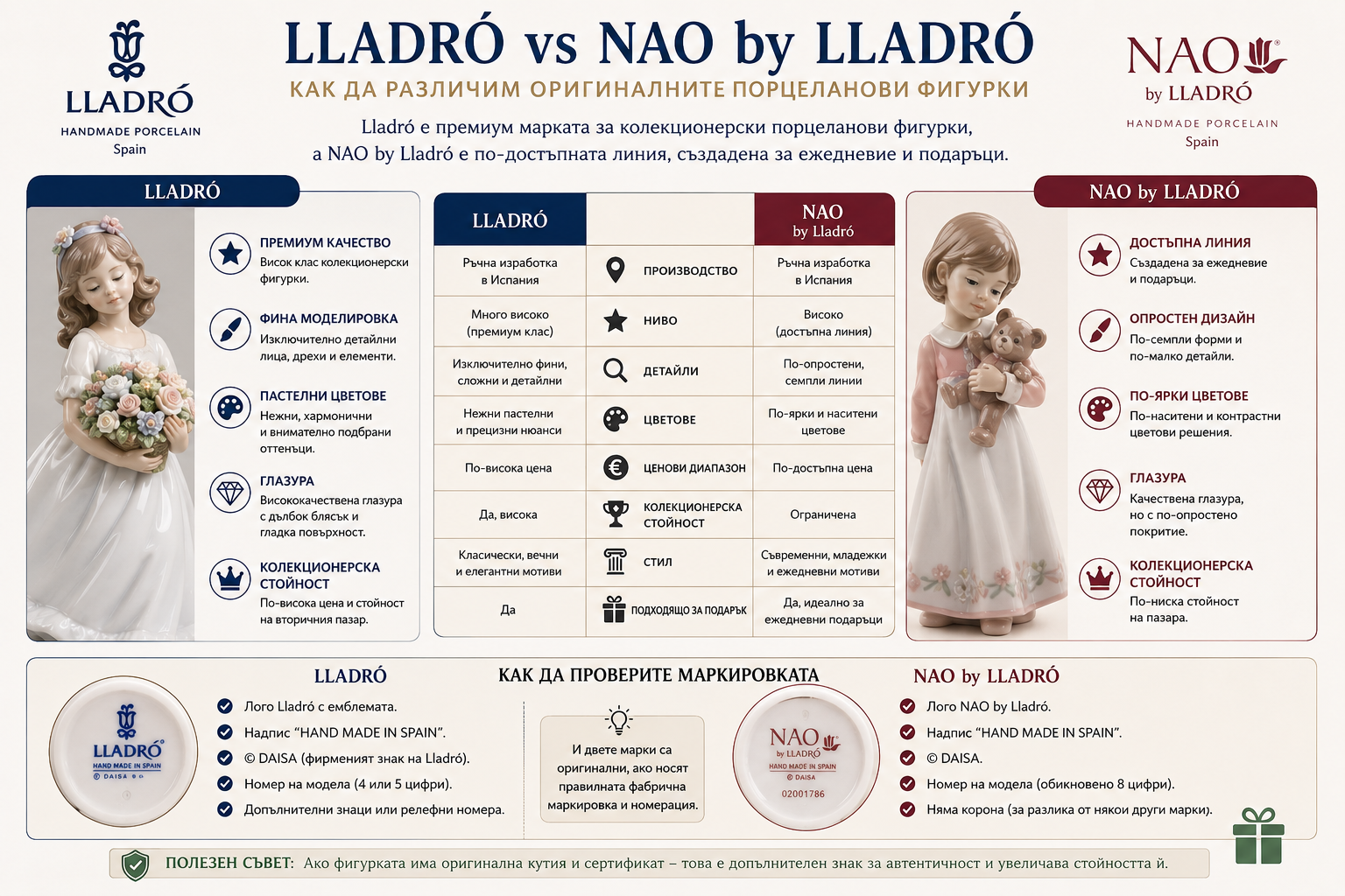Lladró срещу NAO by Lladró – разлики