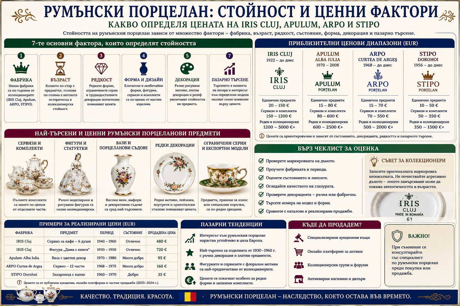 Стойност на румънски порцелан – цени, оценка и колекционерска стойност