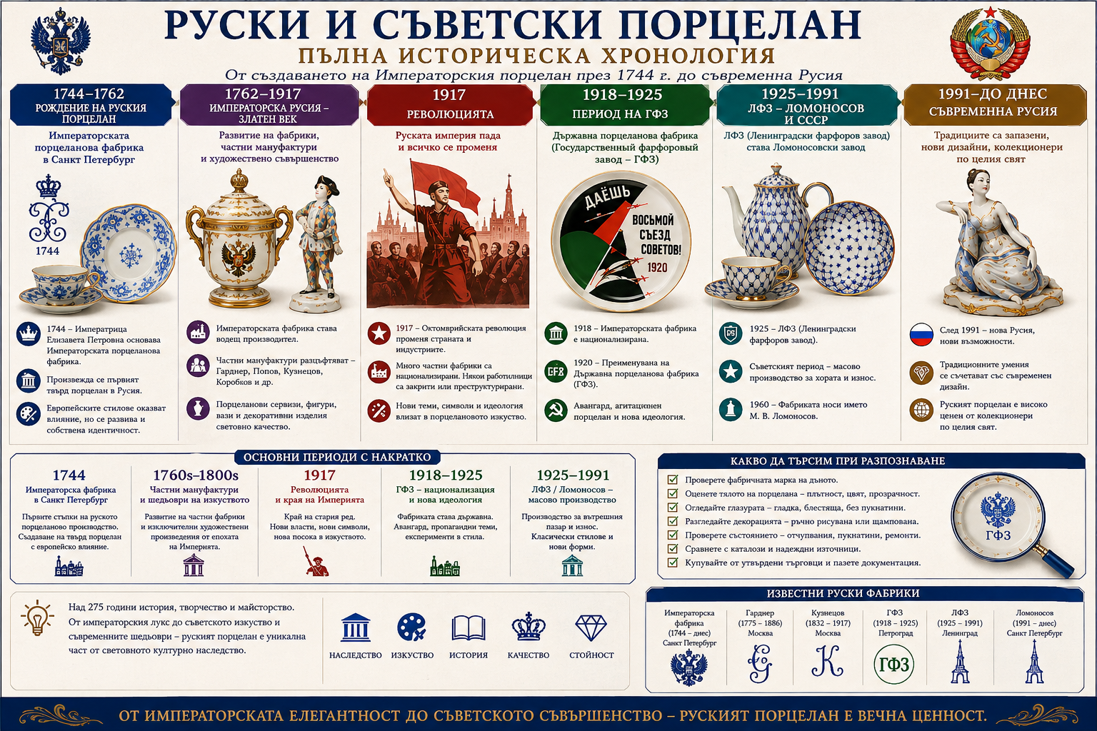 История на руския и съветския порцелан – хронология от 1744 г. до днес