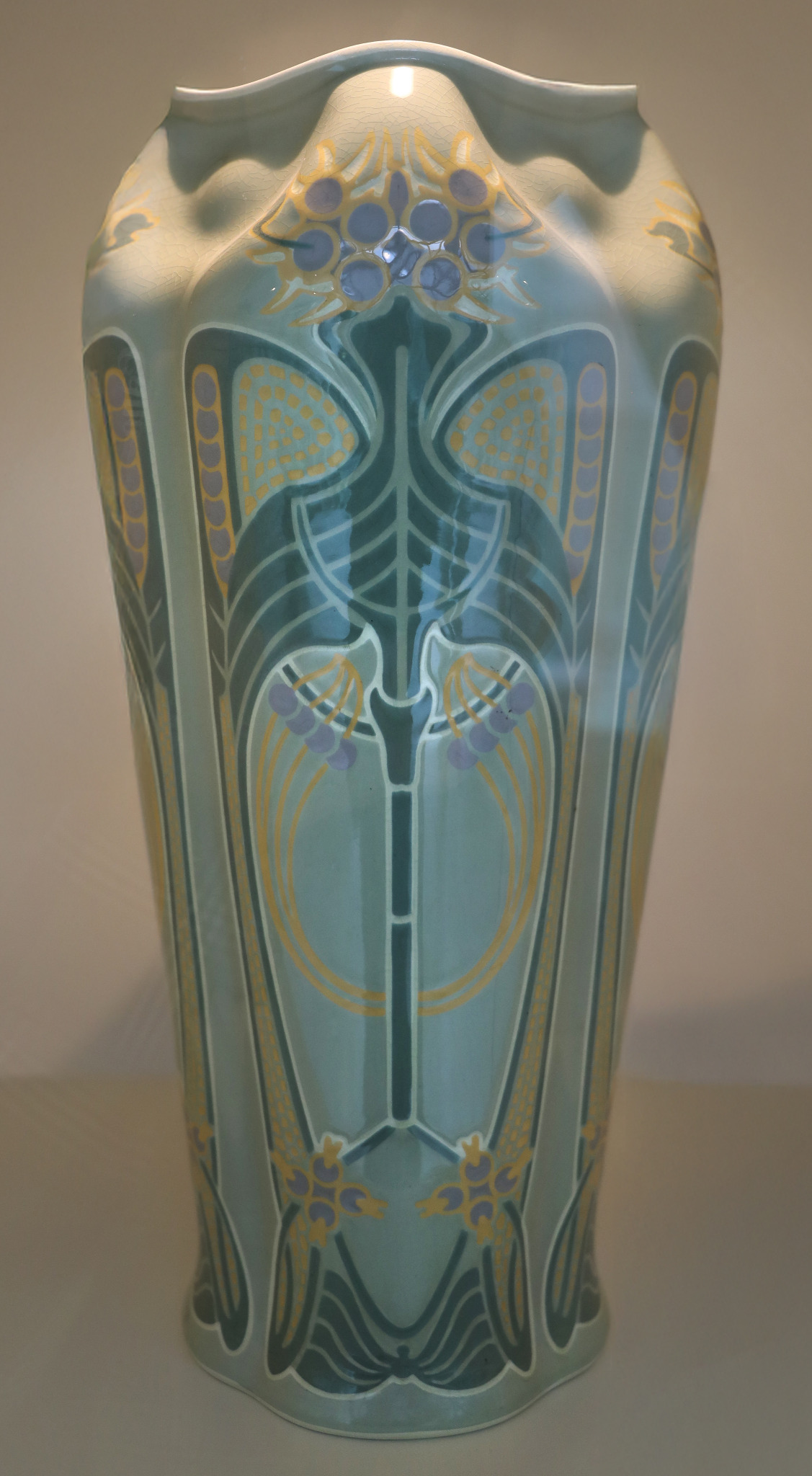 Стара синя декоративна ваза Villeroy & Boch Mettlach в стил Art Nouveau