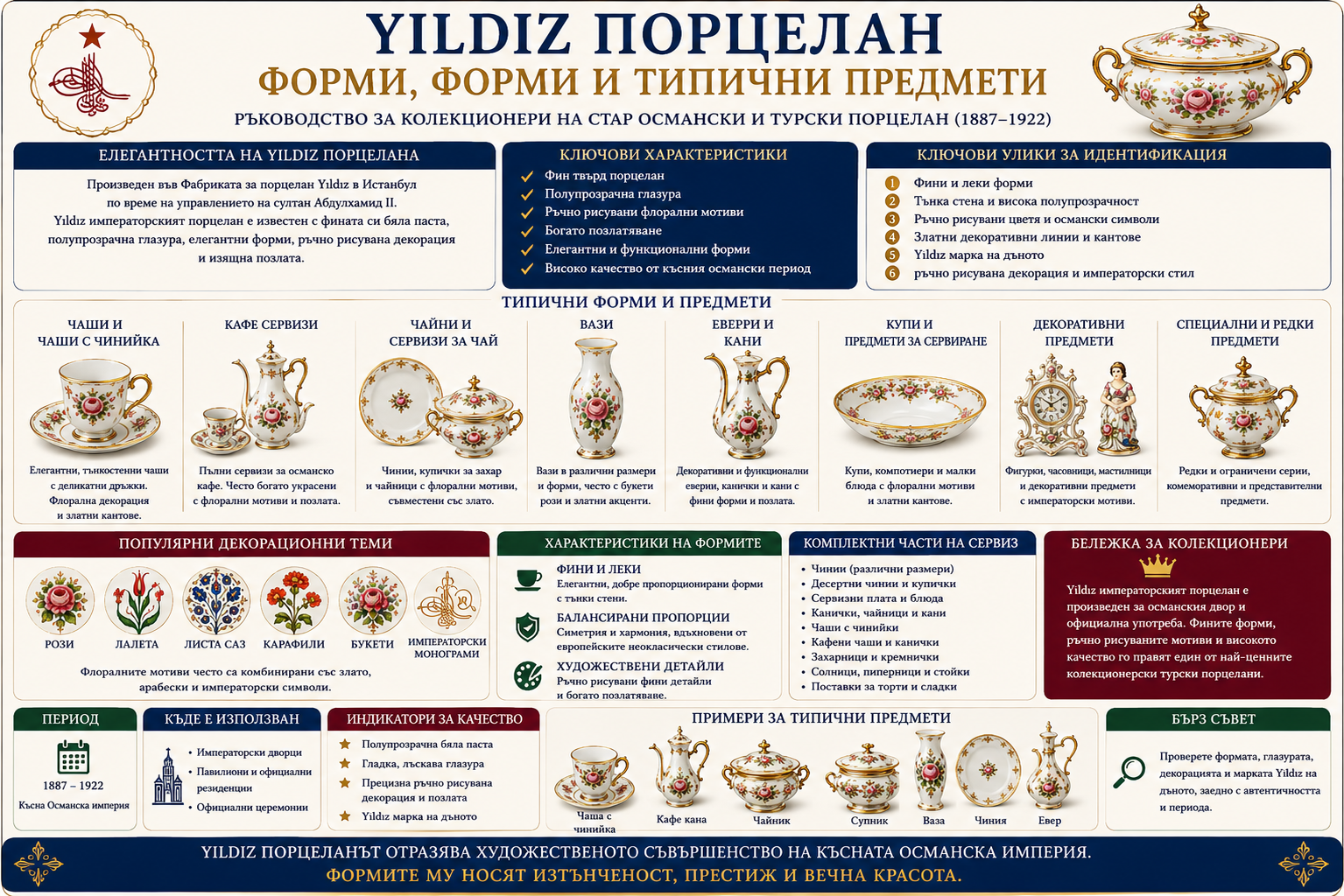 Yıldız порцелан – форми и типични предмети от стар османски порцелан