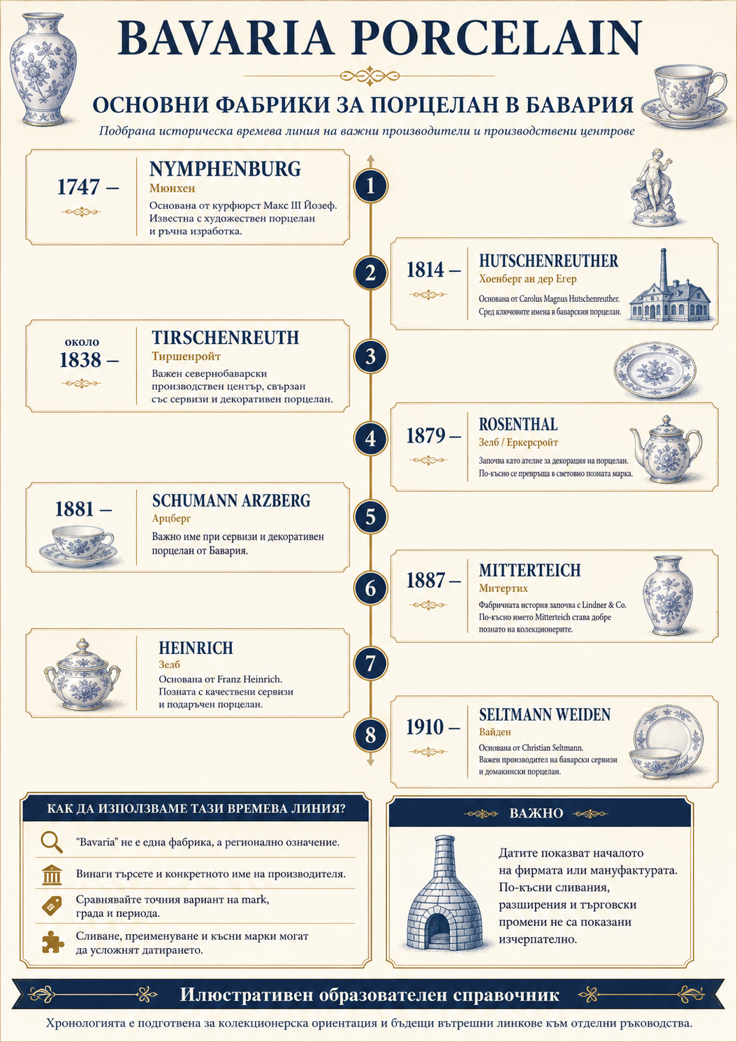 Bavaria Porcelain – основни фабрики и историческа времева линия Основни фабрики за Bavaria Porcelain – историческа времева линия