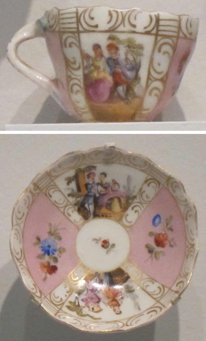 Carl Thieme Dresden – миниатюрна порцеланова чаша и чинийка около 1900 г.