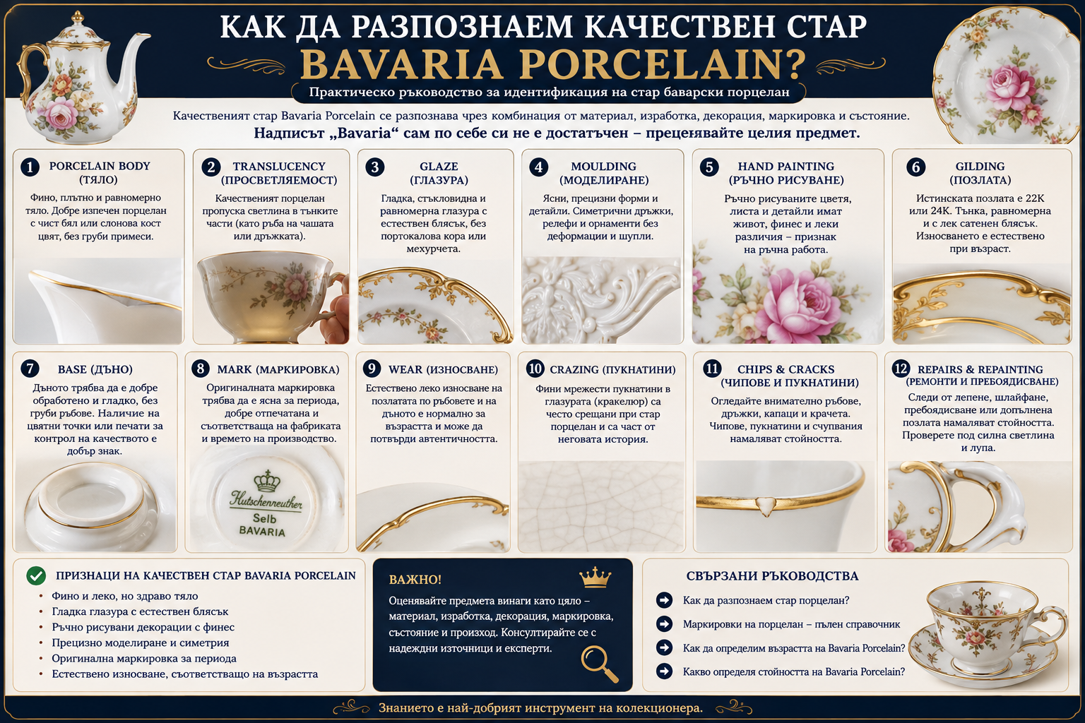 Как да разпознаем качествен Bavaria Porcelain Как да разпознаем качествен стар Bavaria Porcelain по материал глазура декорация и маркировка