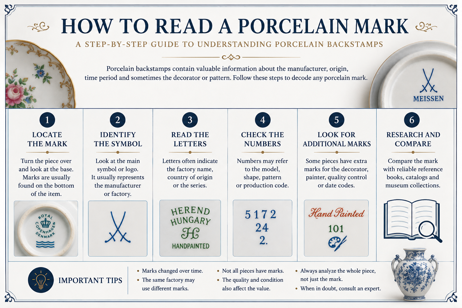 Different types of porcelain backstamps