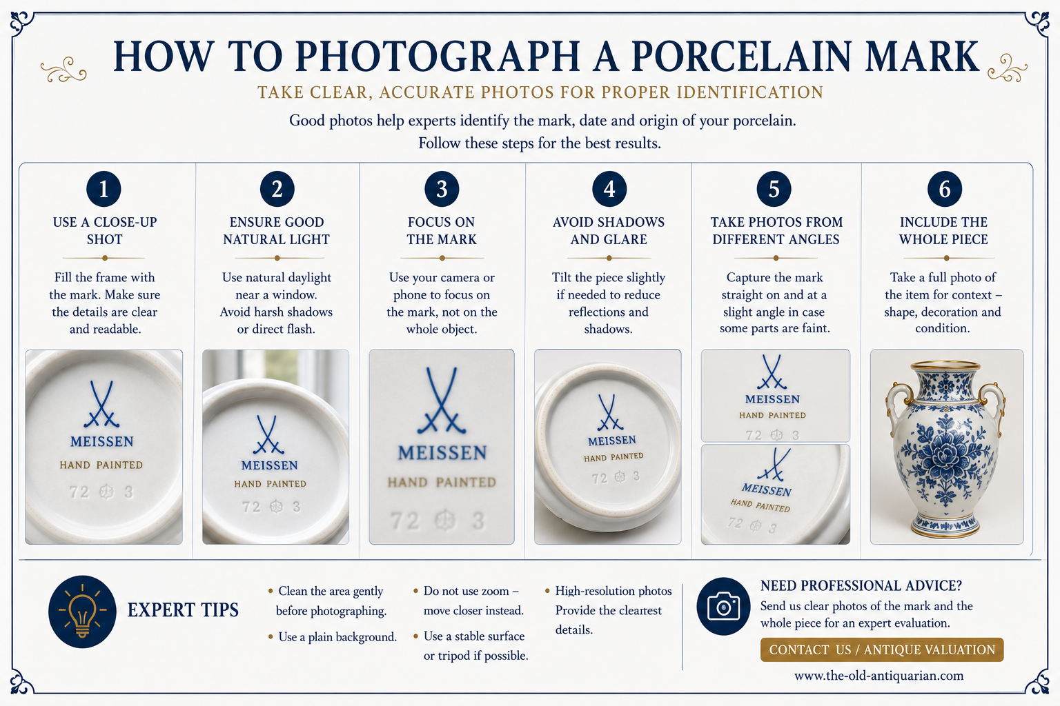 How to photograph porcelain marks for identification