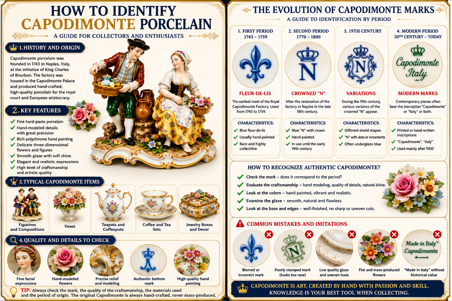 How to identify Capodimonte porcelain and its marks