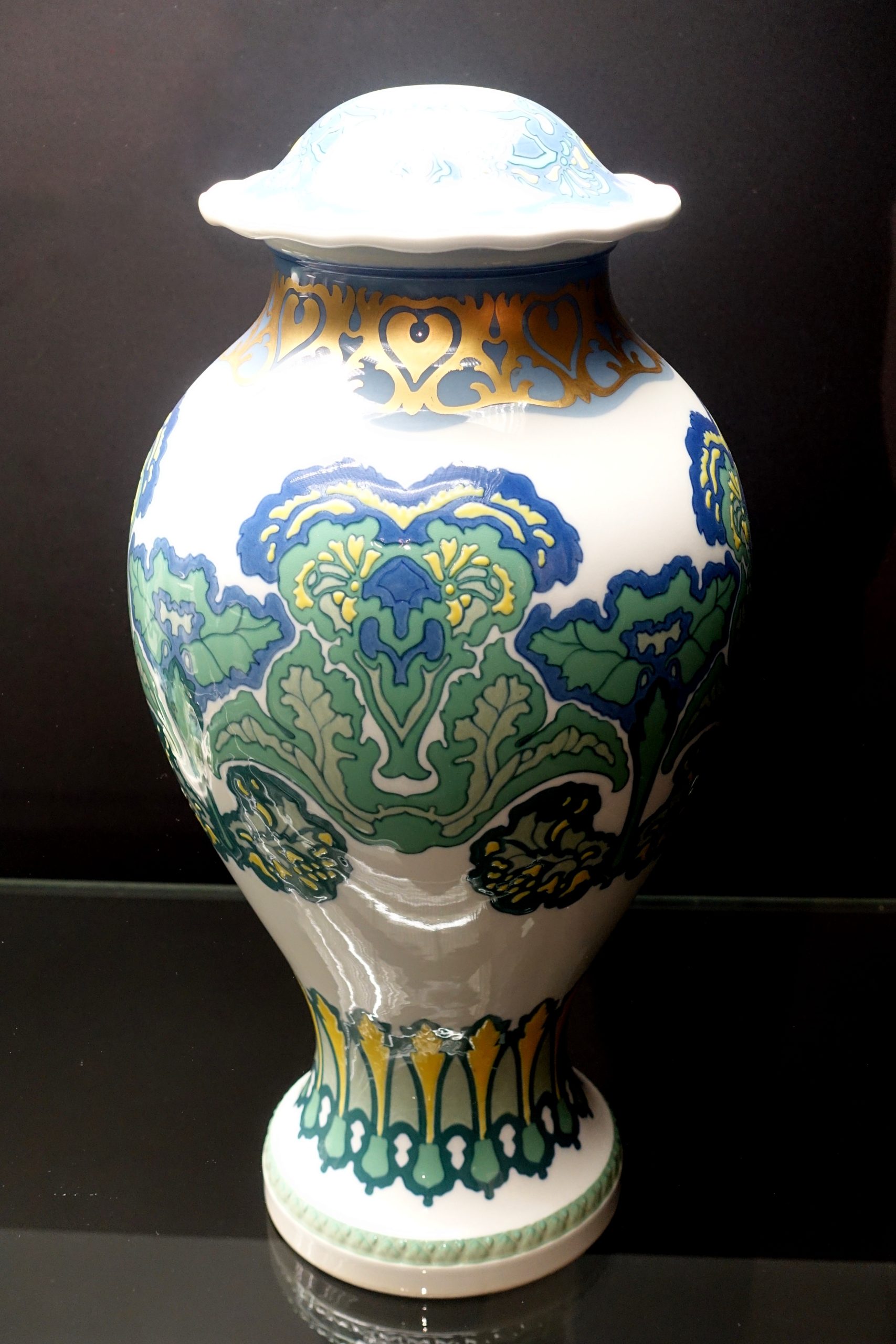KPM Berlin covered Art Nouveau vase by Theo Schmuz-Baudiß