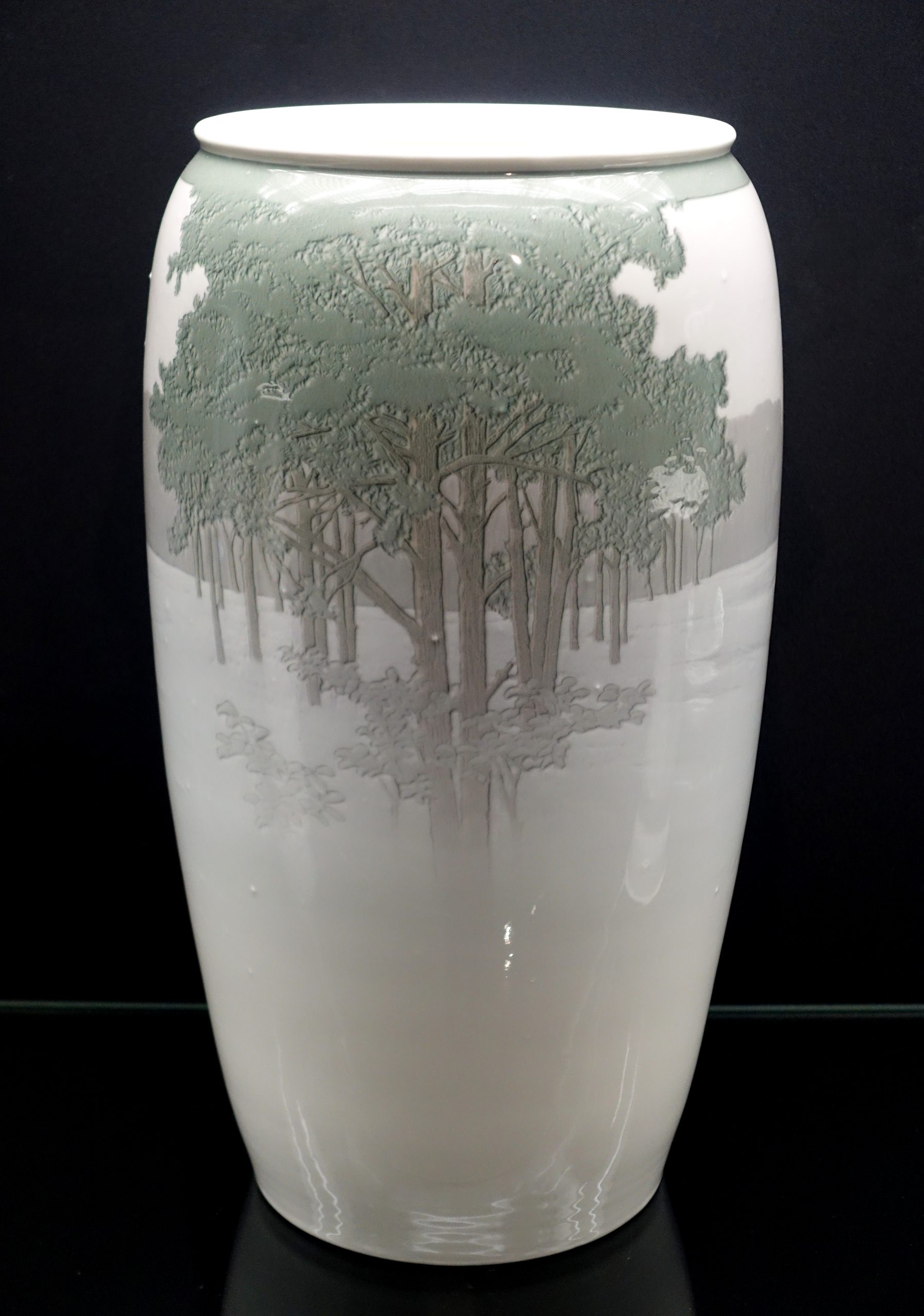 Hand-painted KPM Berlin forest landscape porcelain vase