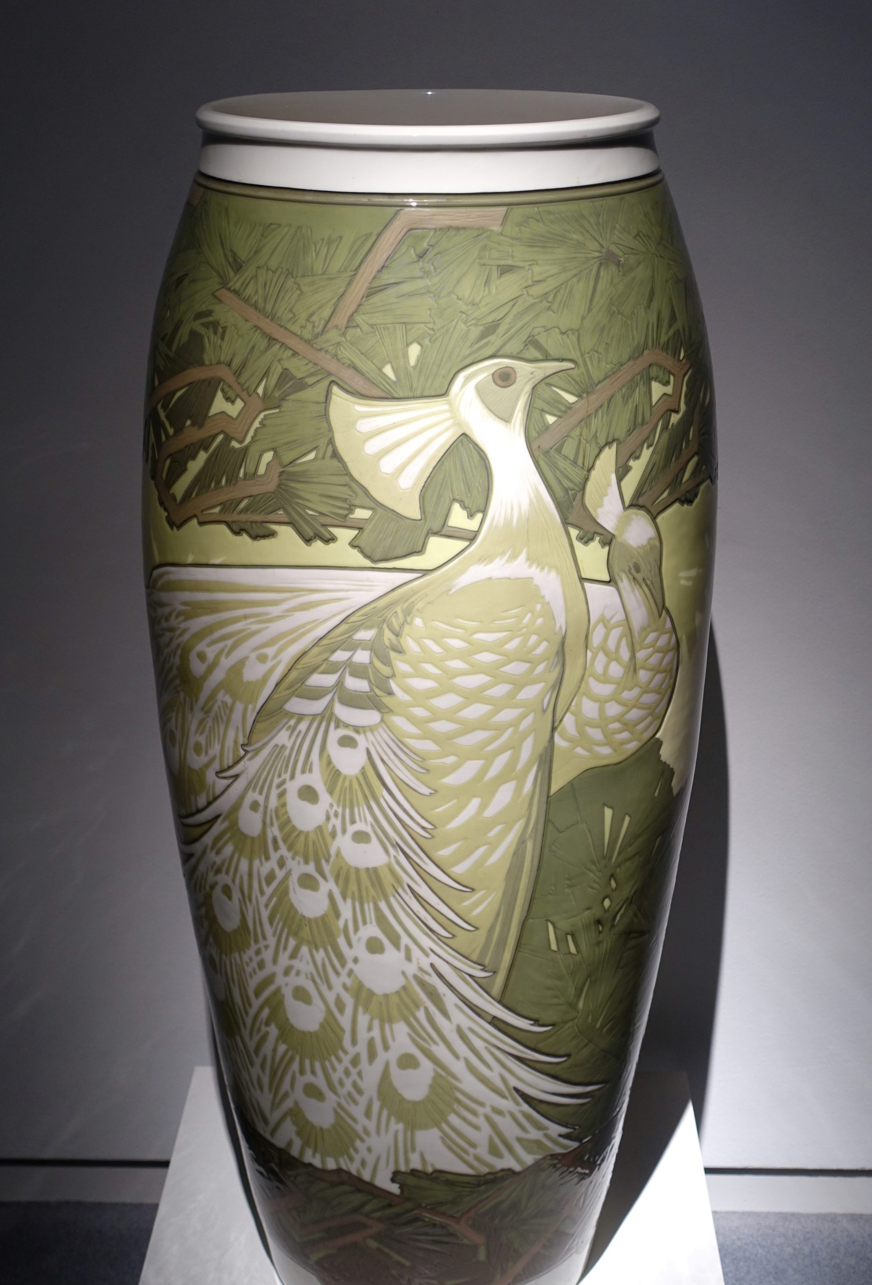Large KPM Berlin peacock floor vase