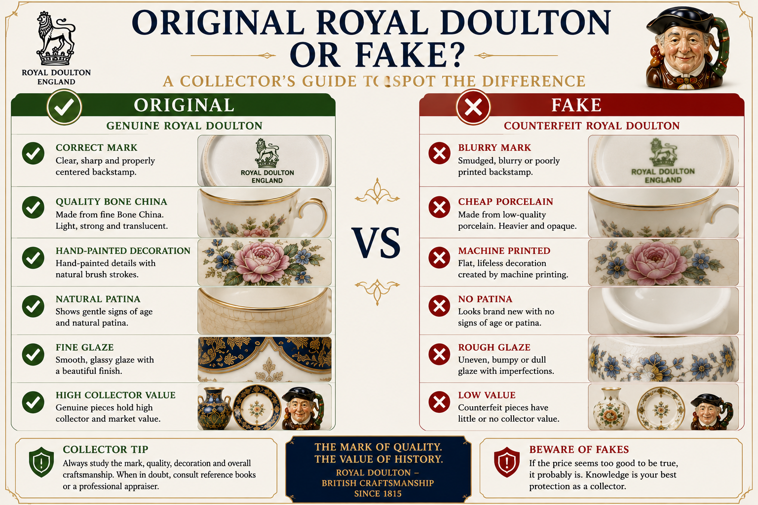 Original Royal Doulton or Fake Infographic
