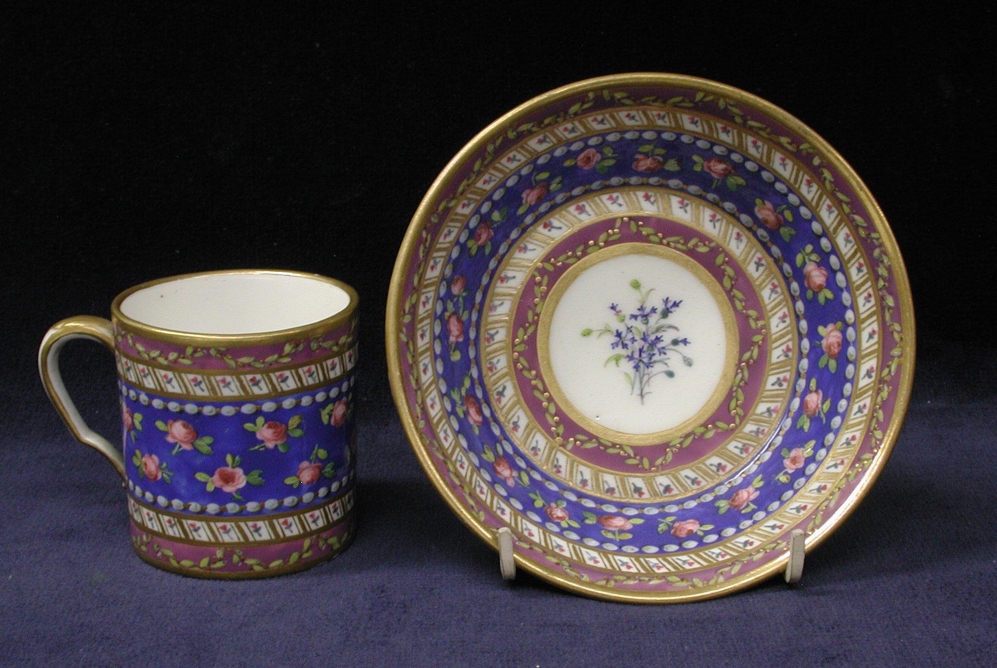 Close-up of hand-painted Sèvres porcelain