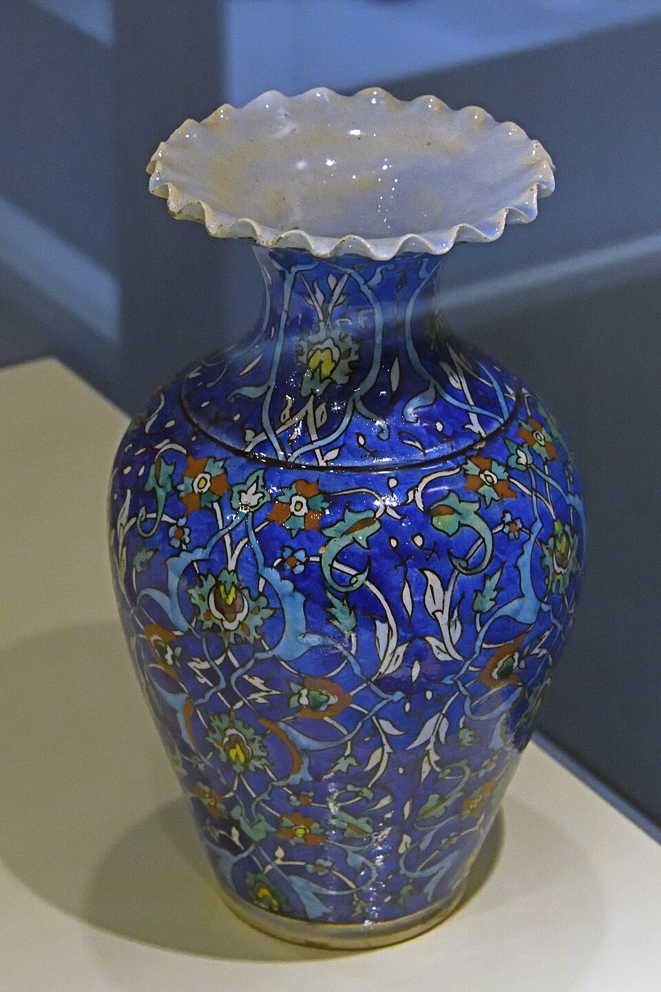 Antique Kütahya ceramics from Ottoman Turkey displayed in a museum