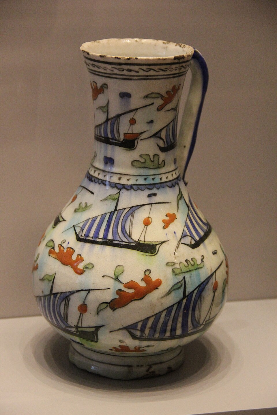 Antique Ottoman porcelain and ceramic art in a museum collection