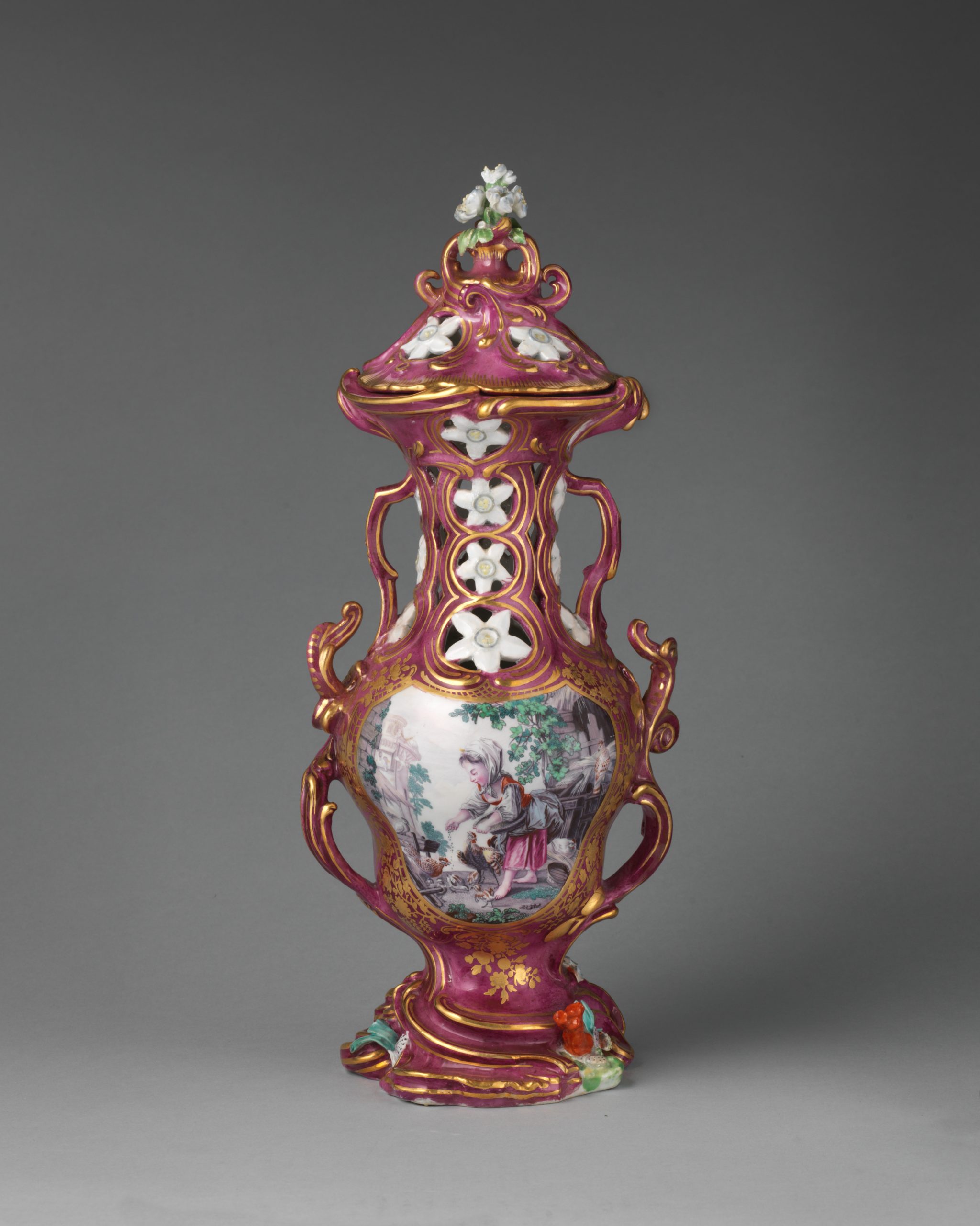 Chelsea Porcelain Vase – Gold Anchor Period, c. 1761 Chelsea porcelain vase circa 1761 from the Gold Anchor Period