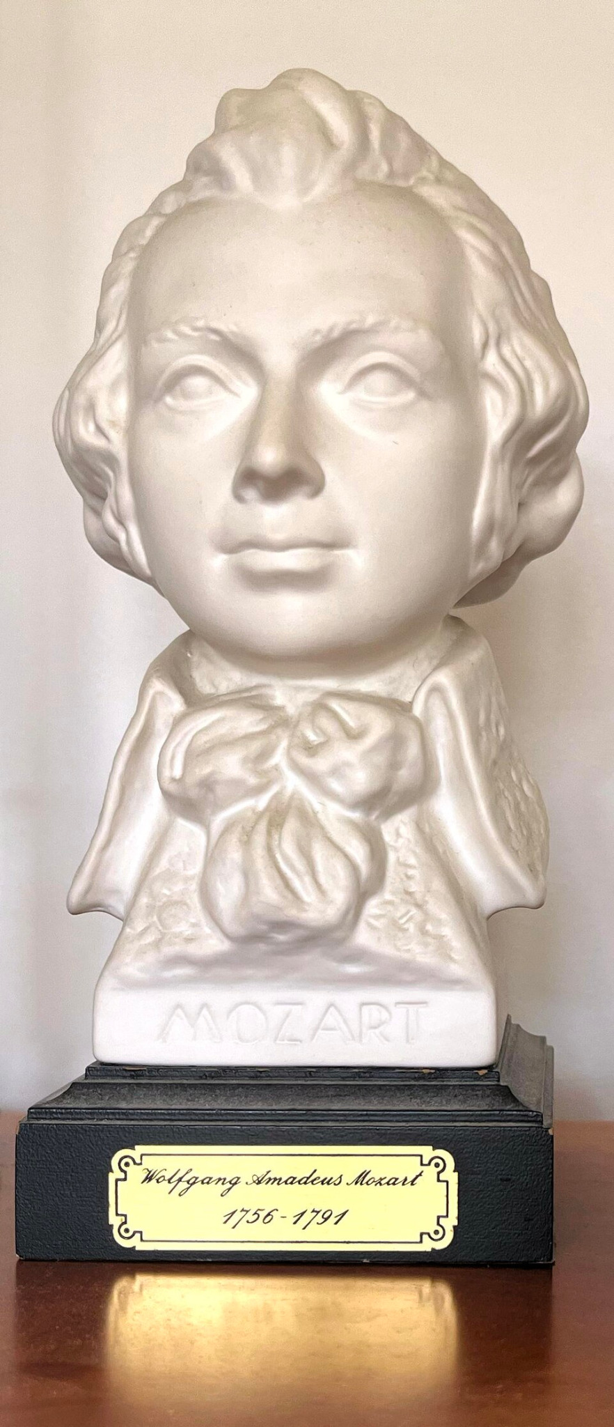 Goebel Porcelain Mozart Bust Goebel porcelain bust labeled Mozart on a black display base