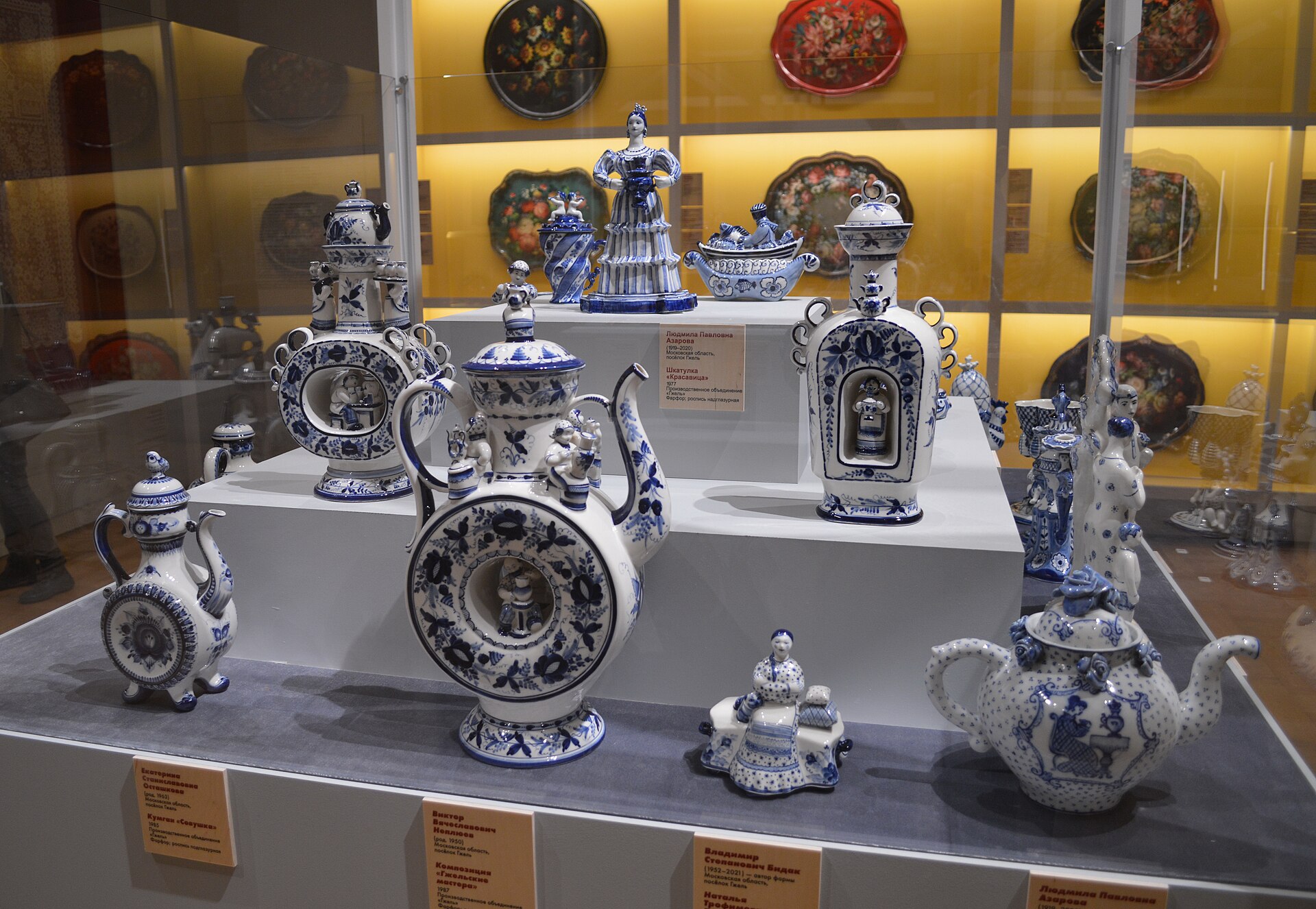 Gzhel Soviet Russian blue and white porcelain museum collection