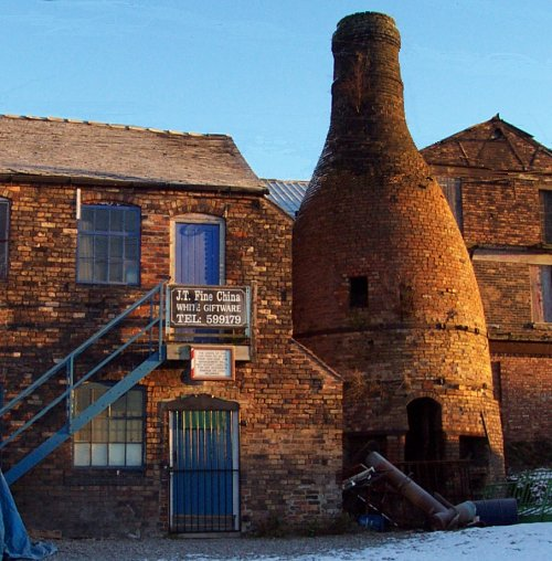 Historic Bottle Kiln – Stoke-on-Trent Pottery Heritage Historic bottle kiln and pottery works in Stoke-on-Trent illustrating the industrial heritage of English ceramics