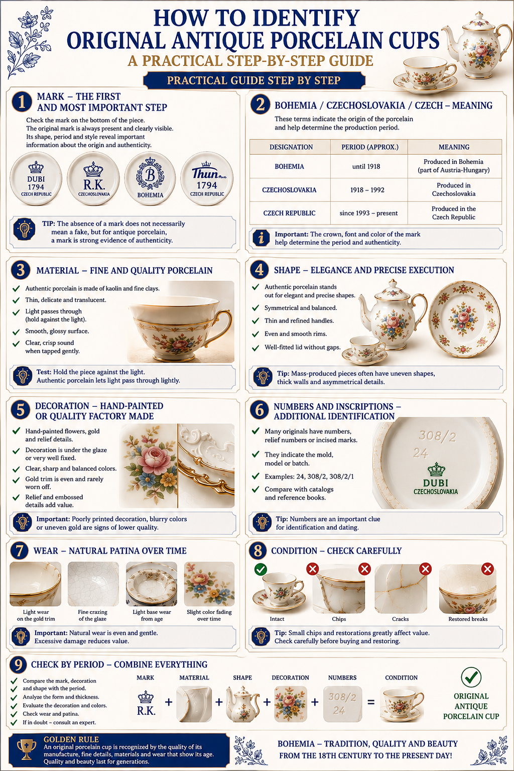 How to identify authentic antique Czech and Bohemian porcelain