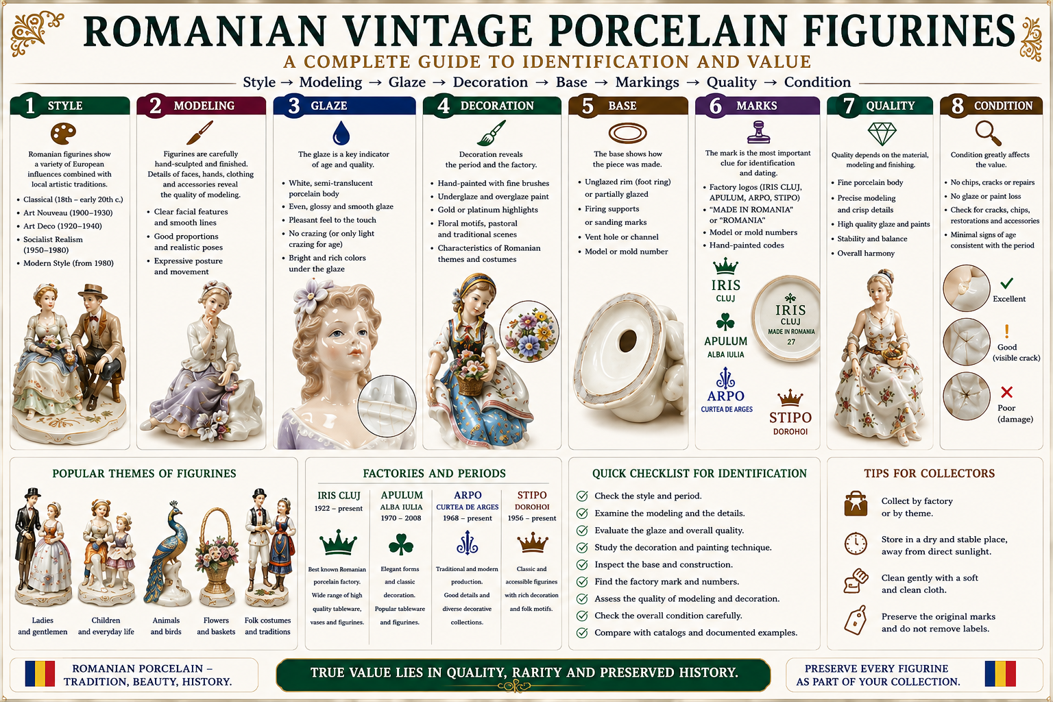 Romanian vintage porcelain figurines identification and value guide