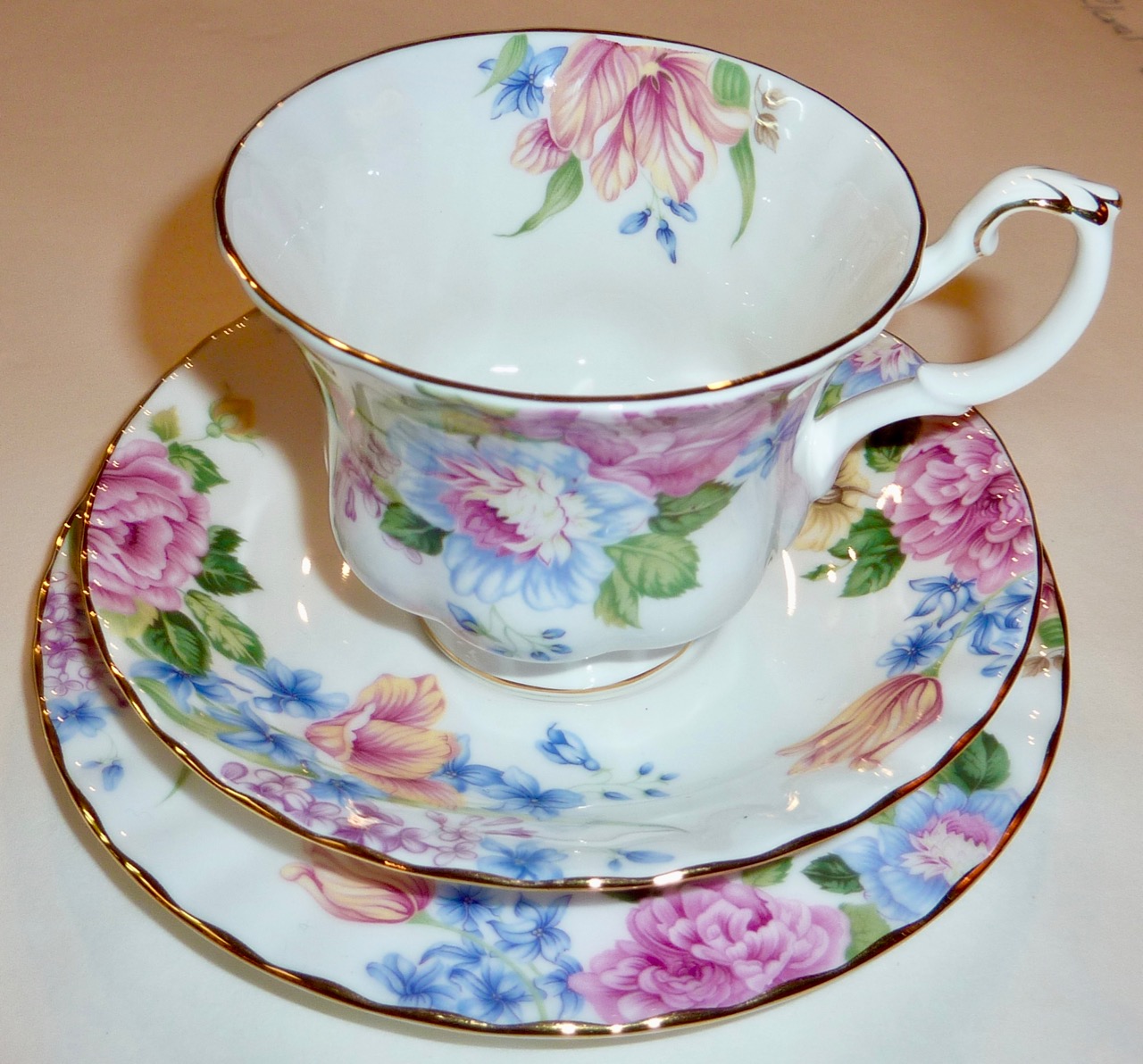 Royal Albert Beatrice vintage bone china tea trio cup saucer and plate