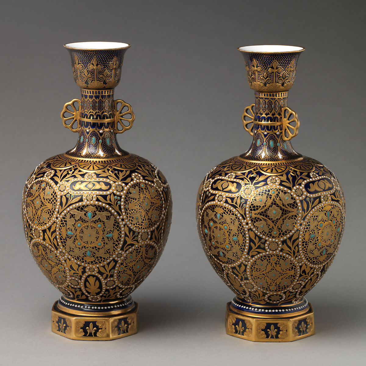 Royal Crown Derby hexagonal porcelain vase from 1885