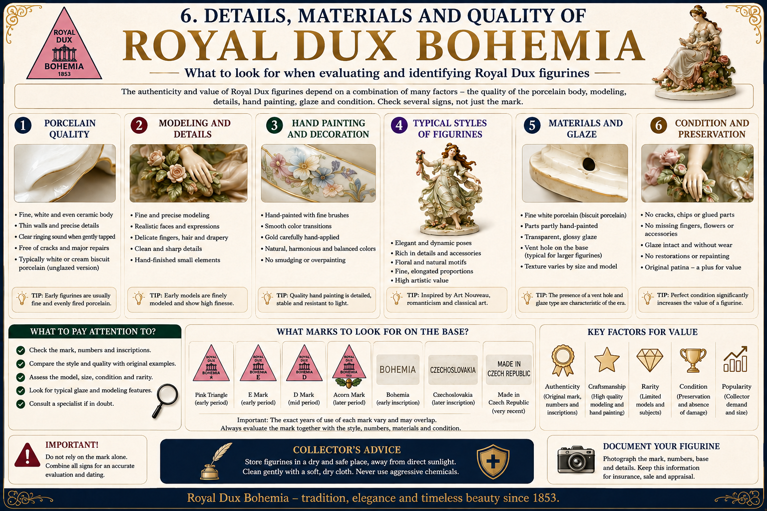 Royal Dux Bohemia – Materials, Quality, Marks and Condition Guide Royal Dux Bohemia figurines guide to materials modeling painting marks glaze and condition