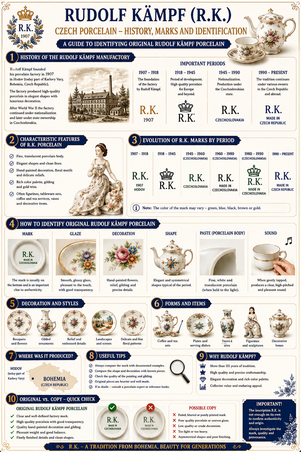 Rudolf Kampf RK porcelain history marks and identification guide
