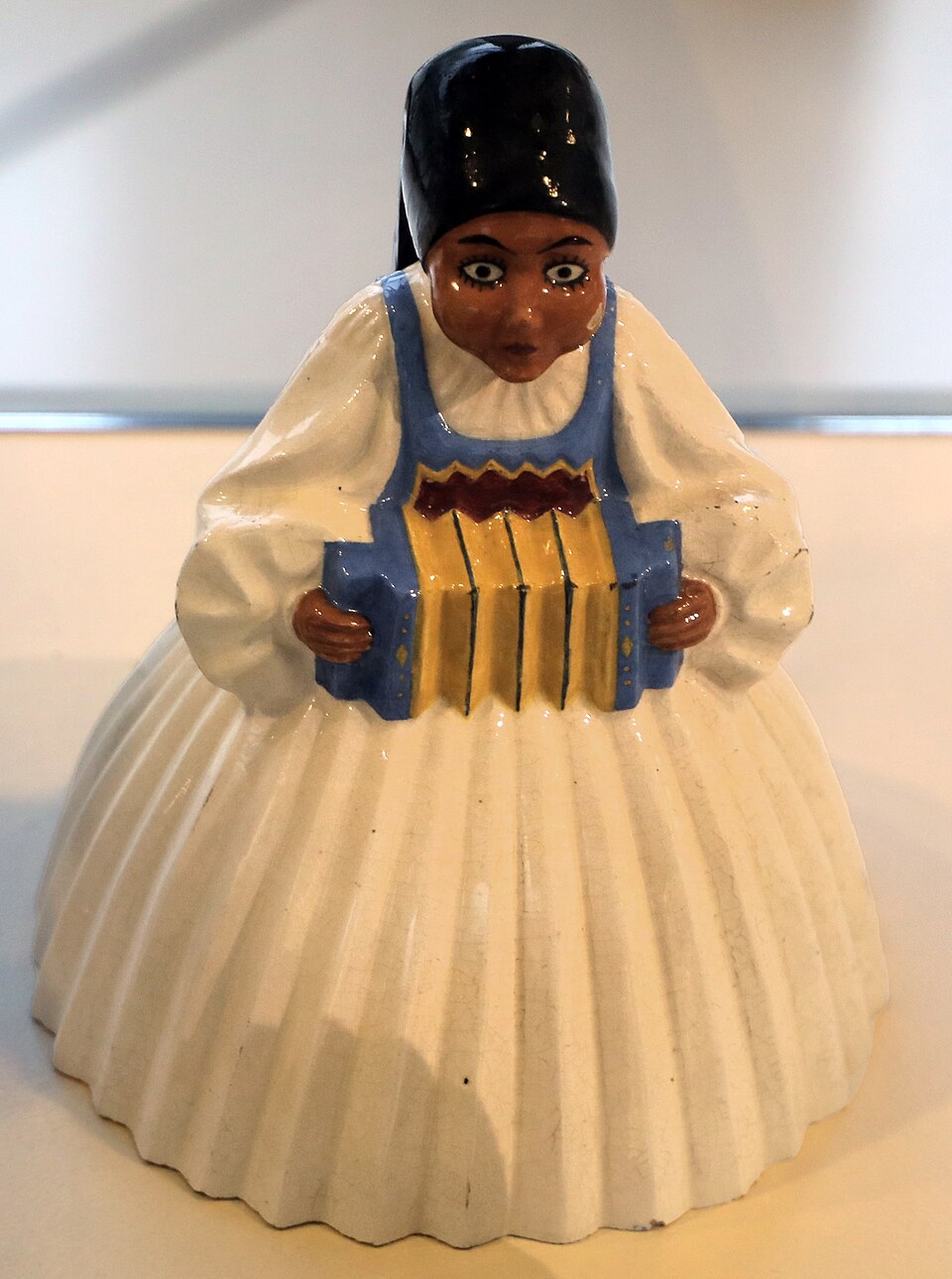 Antique Villeroy & Boch decorative ceramic tile with accordion player circa 1900 to 1915
