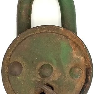 Vintage iron military chest padlock with matching key