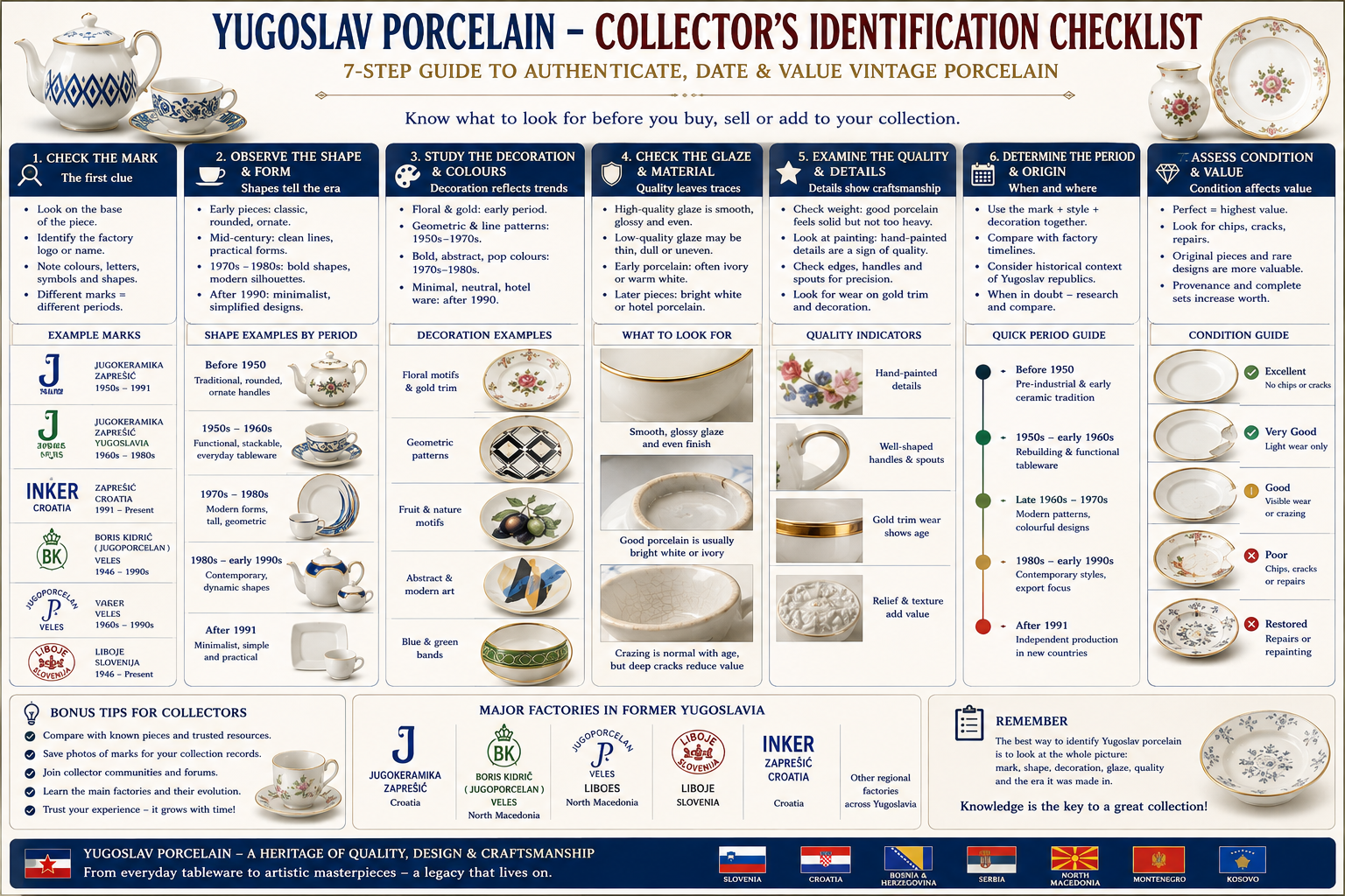 Yugoslav porcelain collector identification checklist for authenticating dating and valuing vintage porcelain