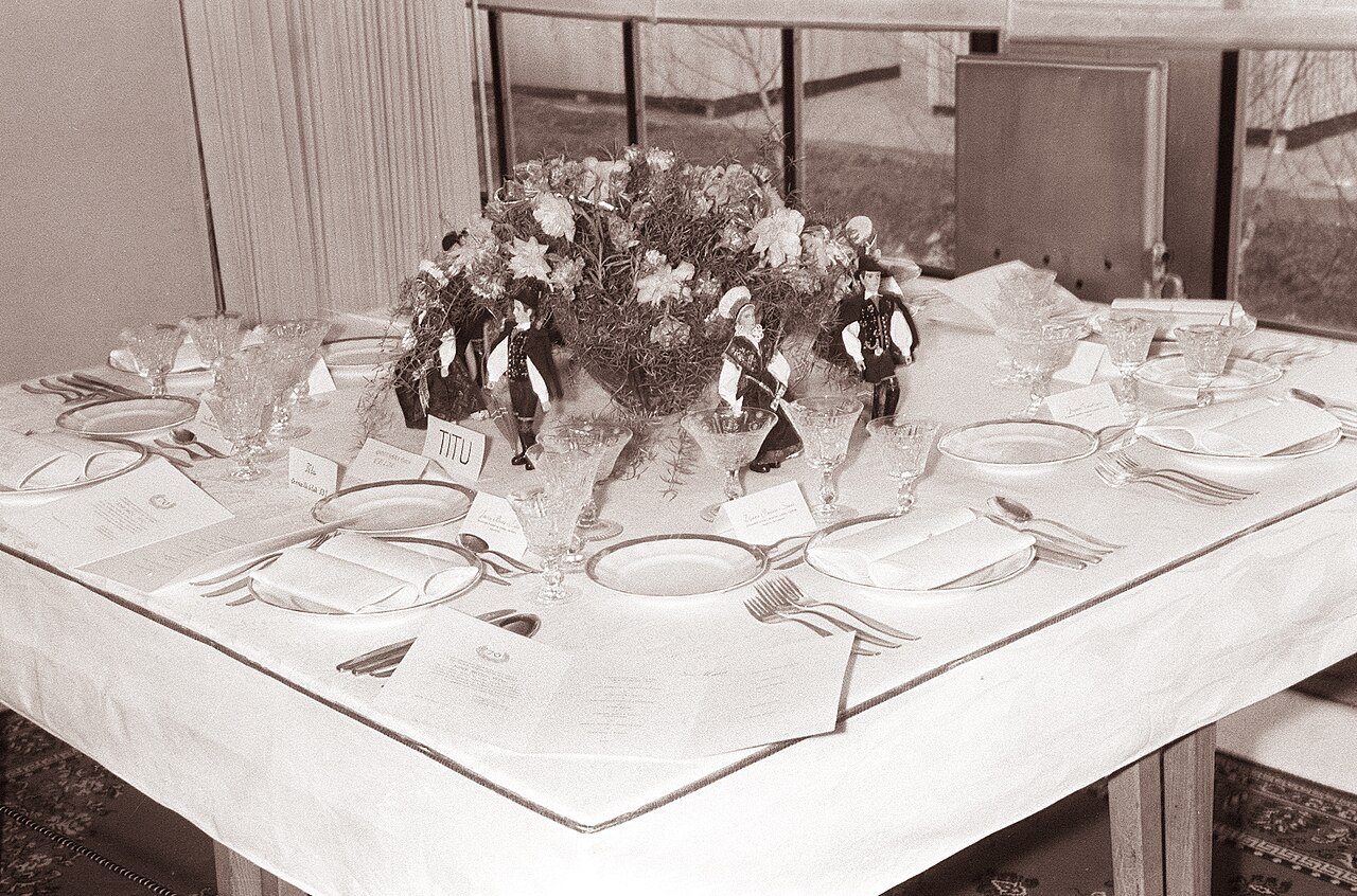 Table setting at the International Catering Equipment Fair in Maribor Yugoslavia in 1962
