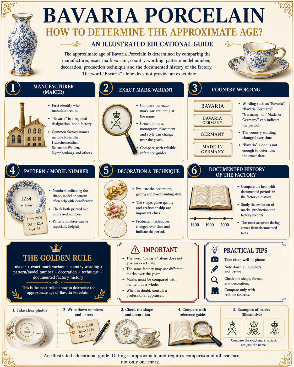 Bavaria porcelain dating guide showing maker exact mark variant country wording model numbers decoration and factory history