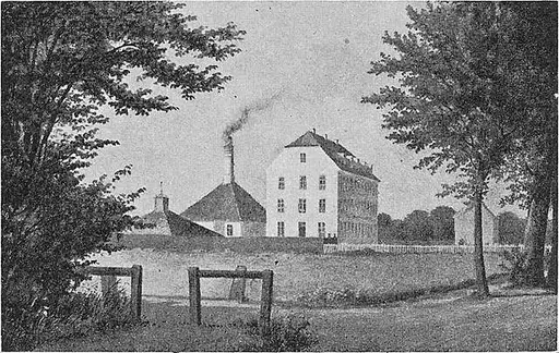 Bing & Grøndahl Porcelain Factory – Copenhagen, c. 1856 Historic Bing & Grøndahl porcelain factory in Copenhagen, Denmark, circa 1856