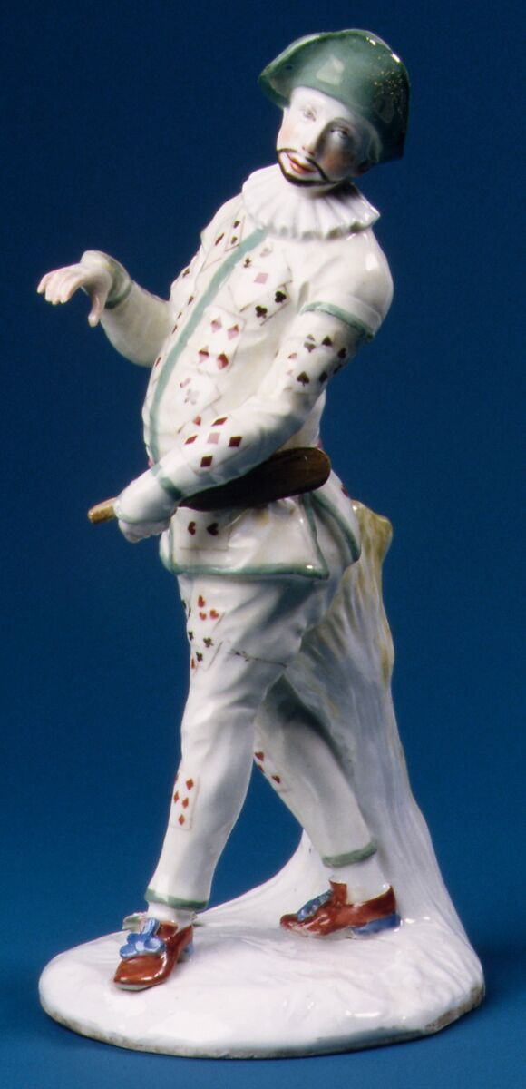 Fürstenberg porcelain Harlequin figurine dated 1764 after a model by Simon Feilner
