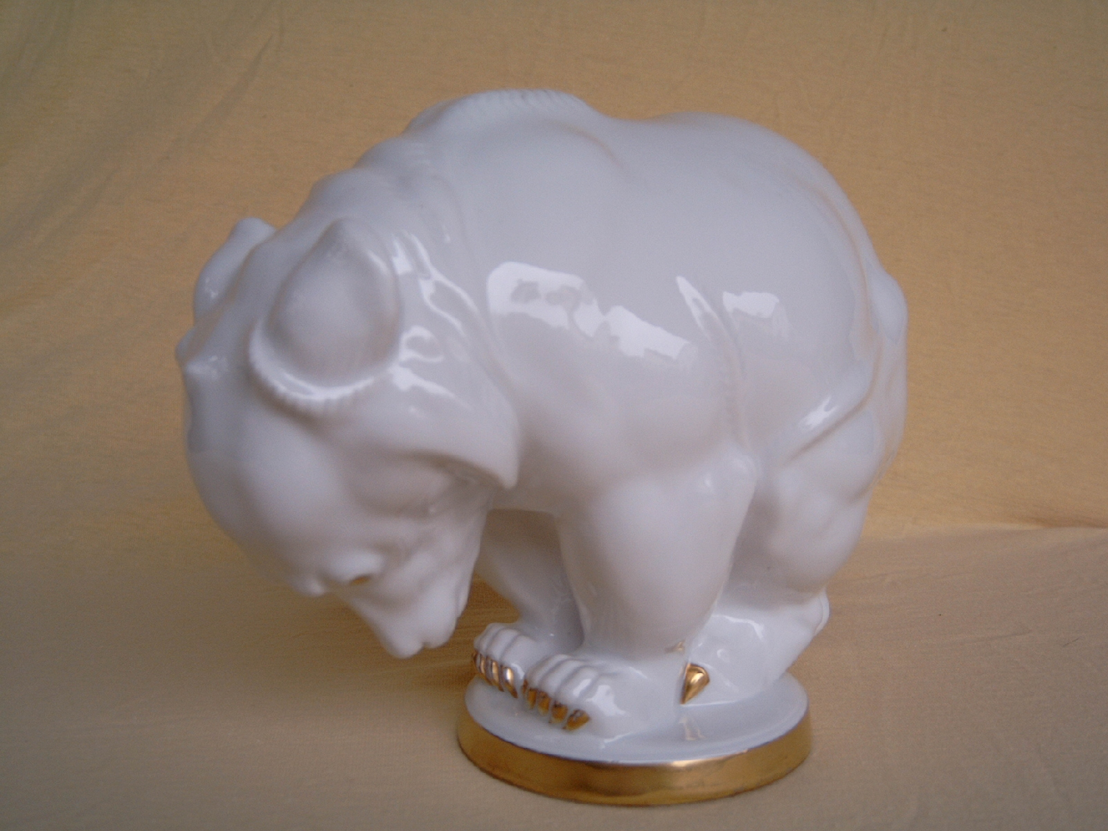 Hutschenreuther Porcelain Bear by Otto Pilz Hutschenreuther porcelain bear figurine designed by Otto Pilz with white glaze and gilded details