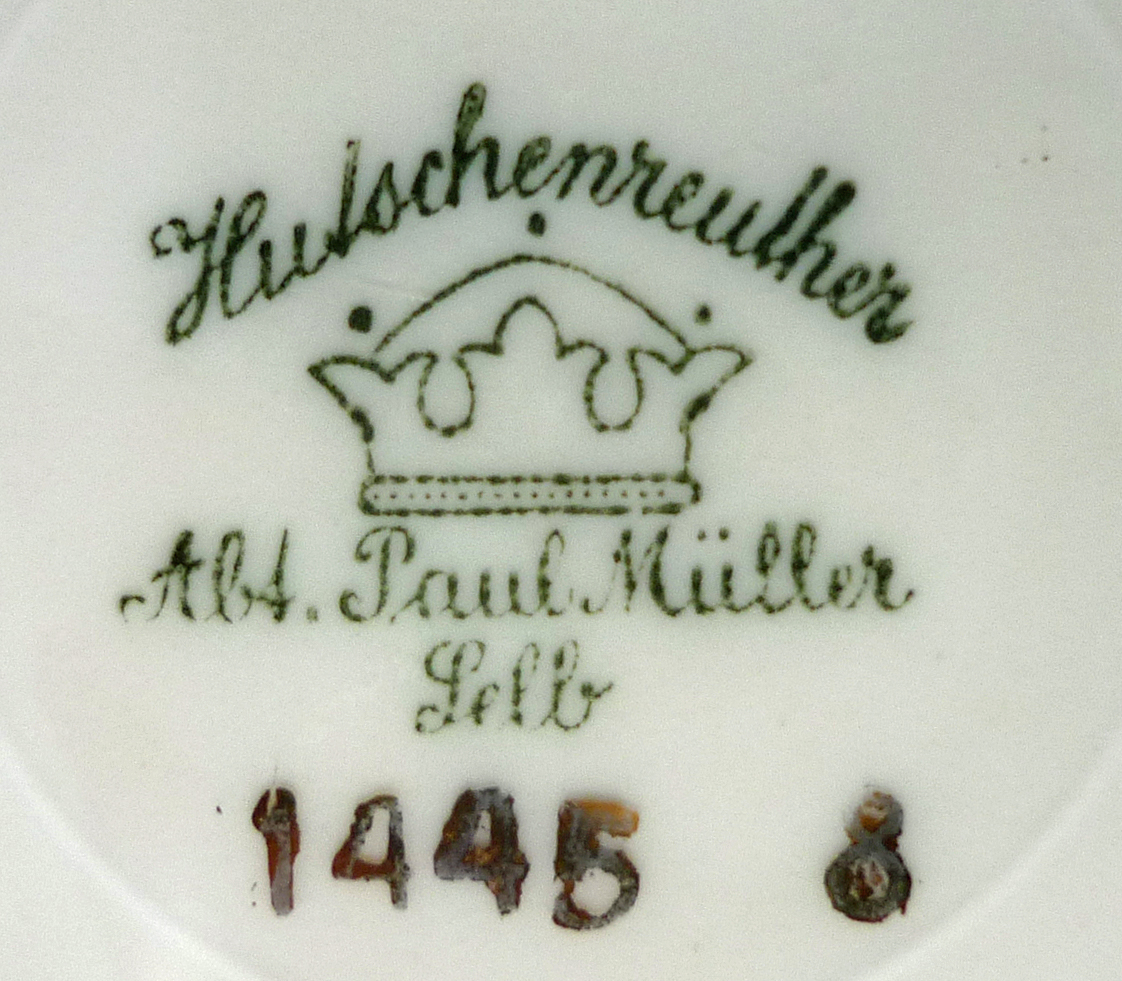 Hutschenreuther Paul Müller Selb Porcelain Mark Hutschenreuther Paul Müller Selb porcelain mark with crown factory wording and additional numbers