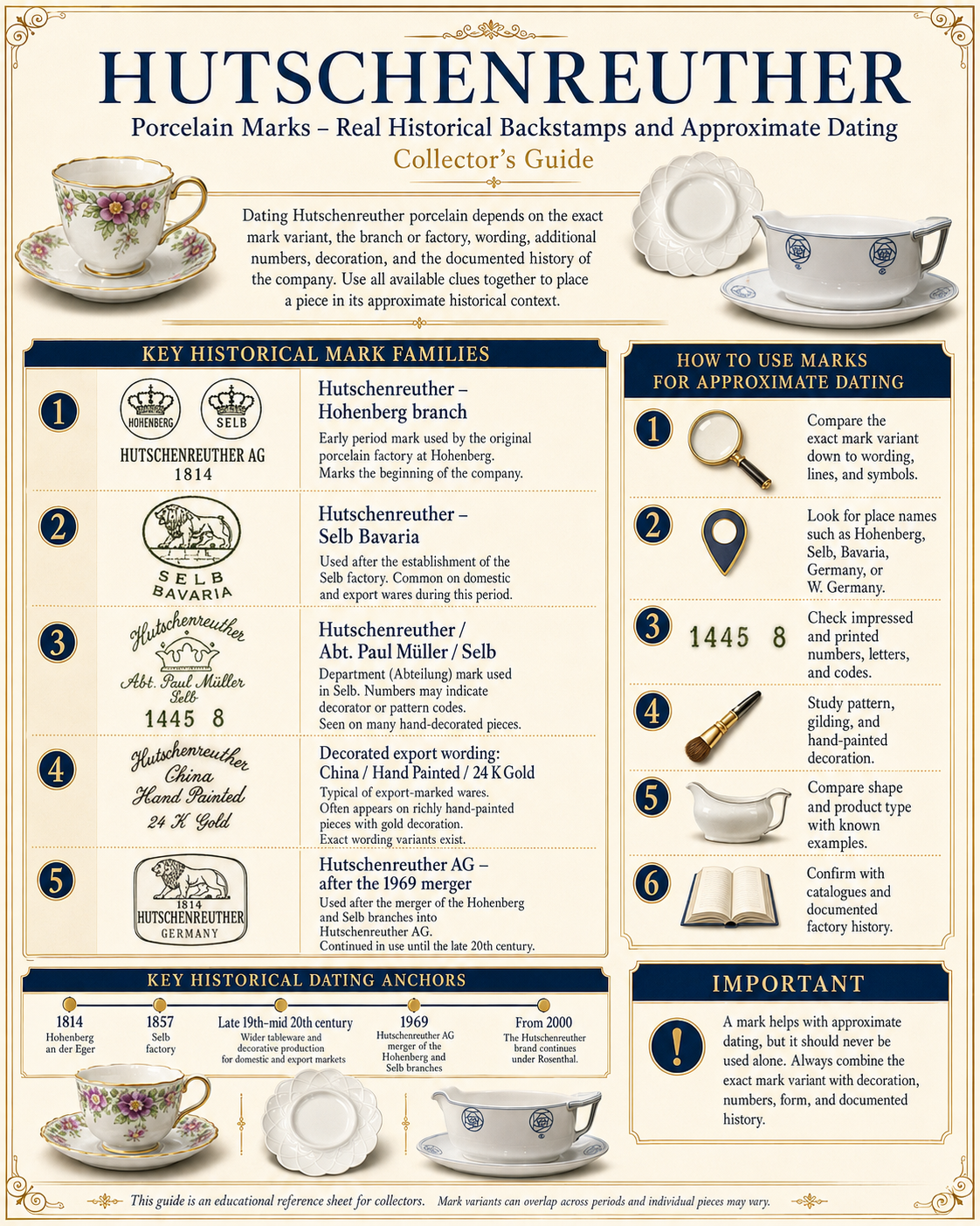 Hutschenreuther Porcelain Marks and Dating Guide Hutschenreuther porcelain marks guide showing historical backstamp variants and how marks are used for approximate dating