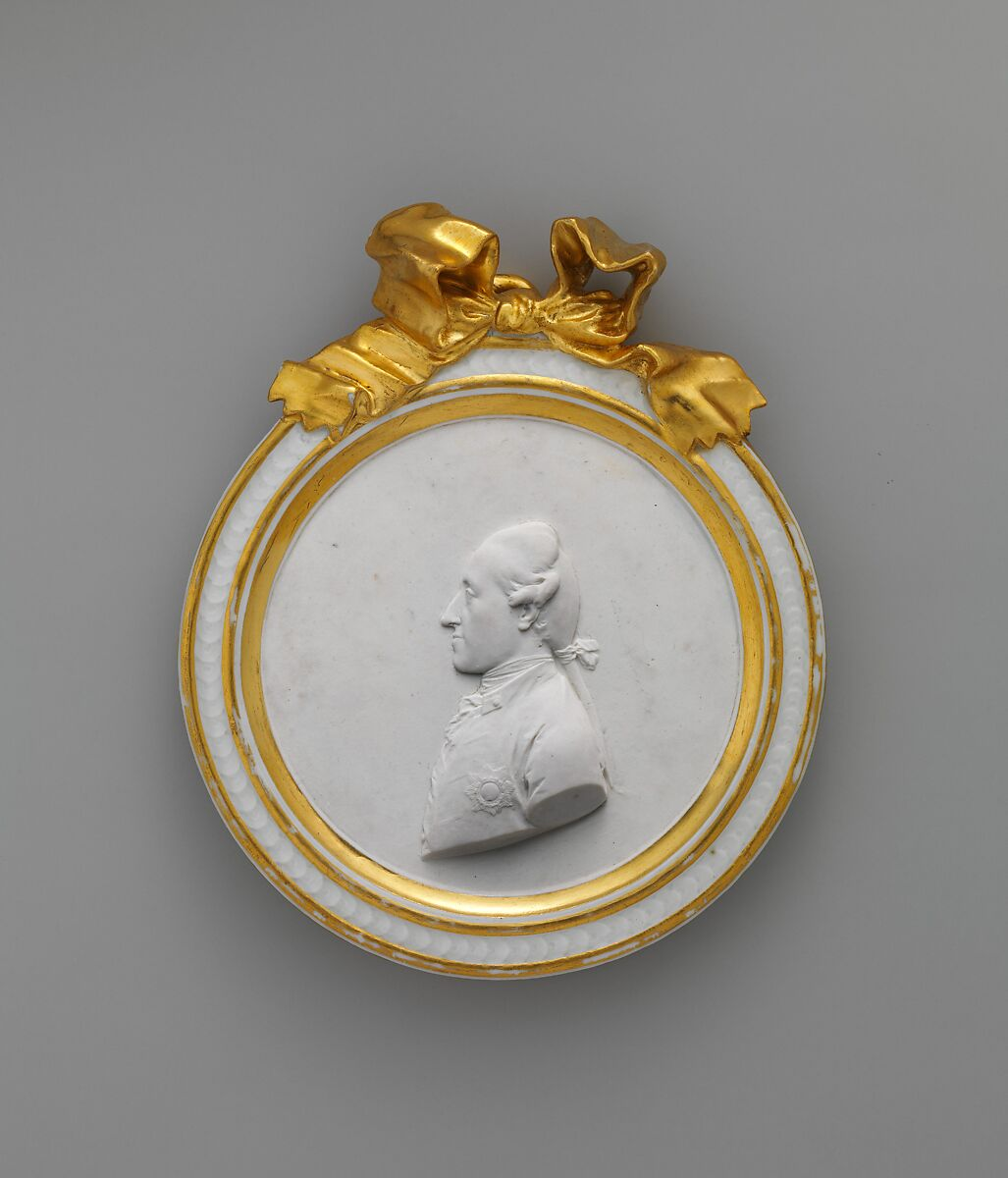 Imperial Vienna porcelain portrait plaque of Albert von Sachsen-Teschen with gilded frame, c. 1775