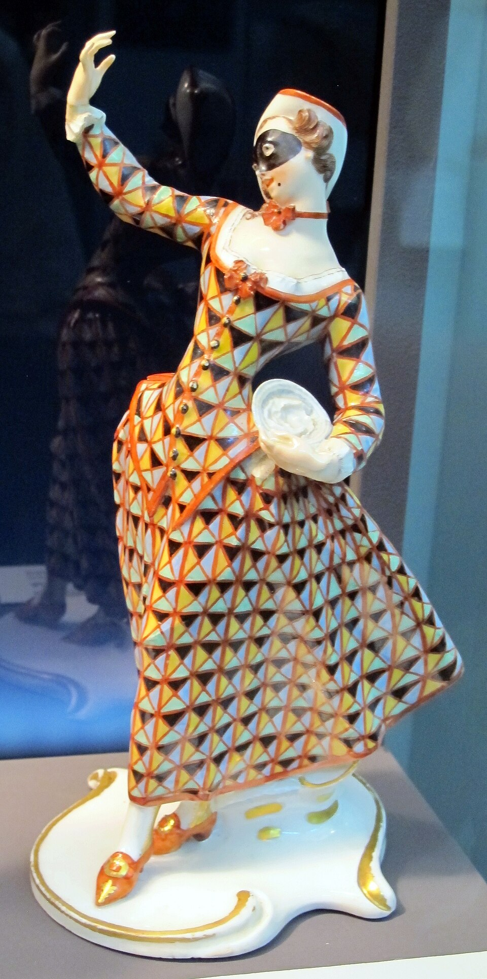 Nymphenburg Arlecchina – Franz Anton Bustelli, c. 1760 Nymphenburg porcelain figure of Arlecchina from the Commedia dell’Arte series by Franz Anton Bustelli, circa 1760
